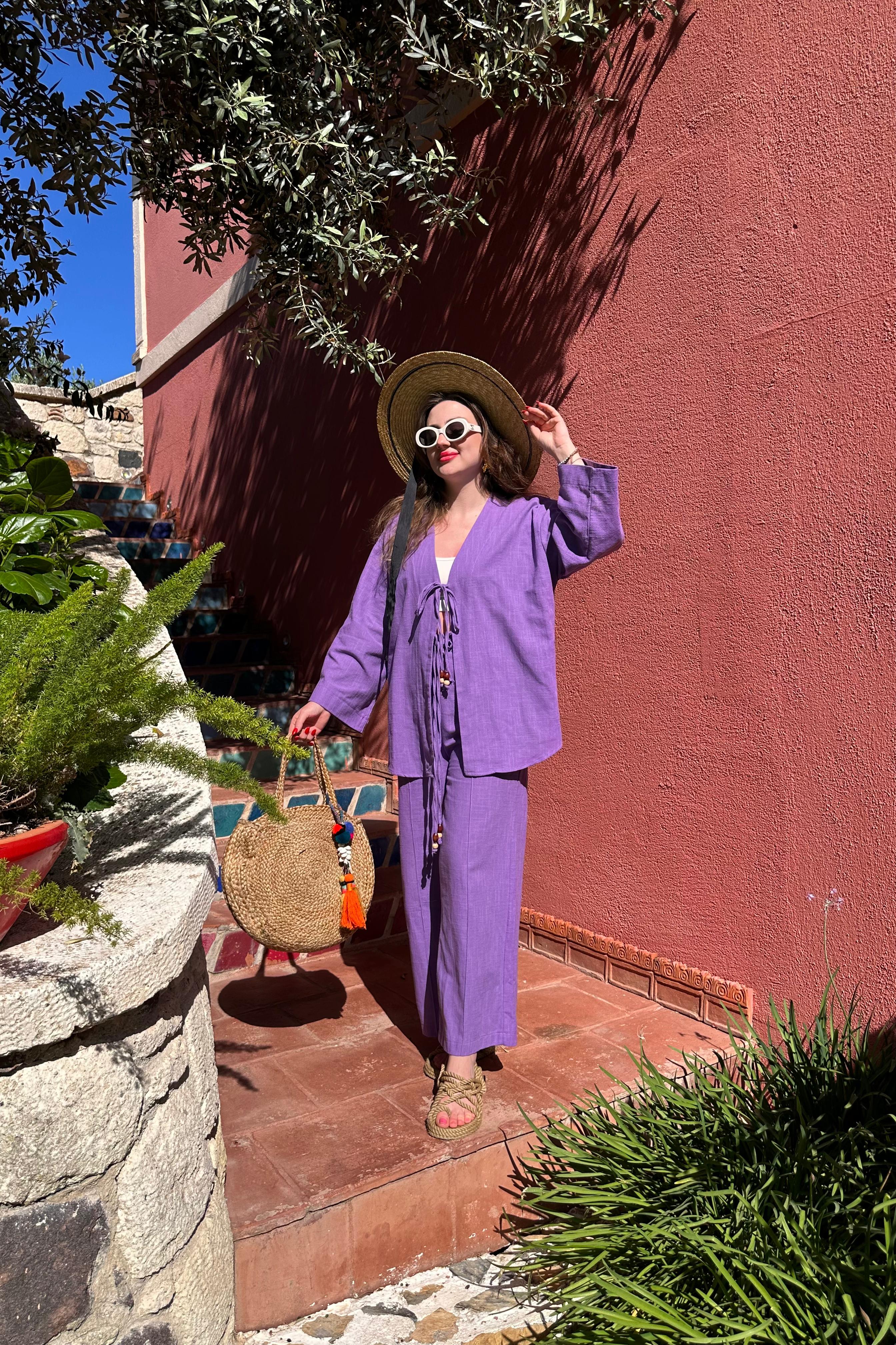 Bağlamalı Keten Takım