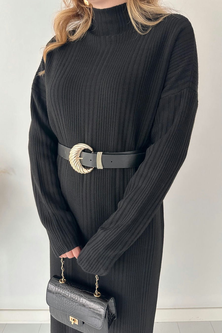 Fitilli Maksi Triko Elbise