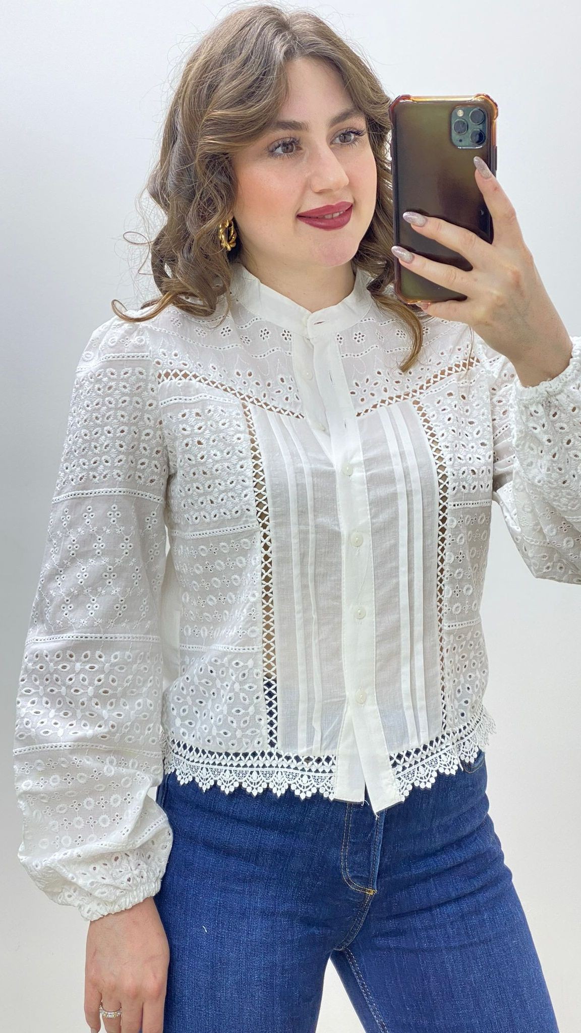 Beyaz Nakışlı Bluz Beyaz