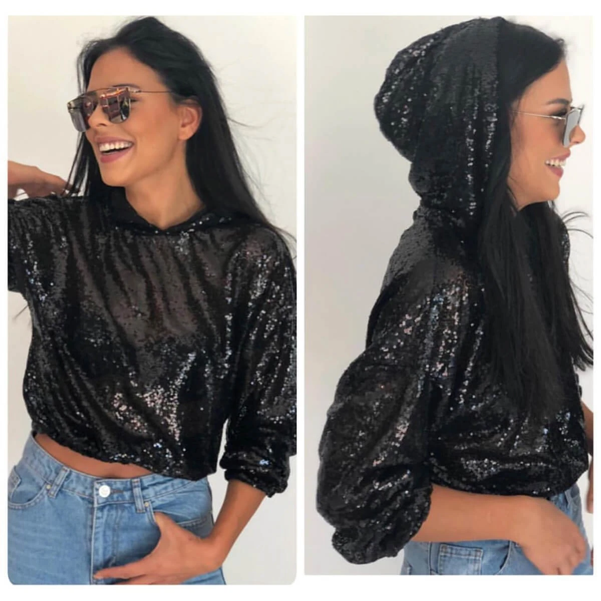 Pullu Kapuşonlu Sweatshirt Siyah