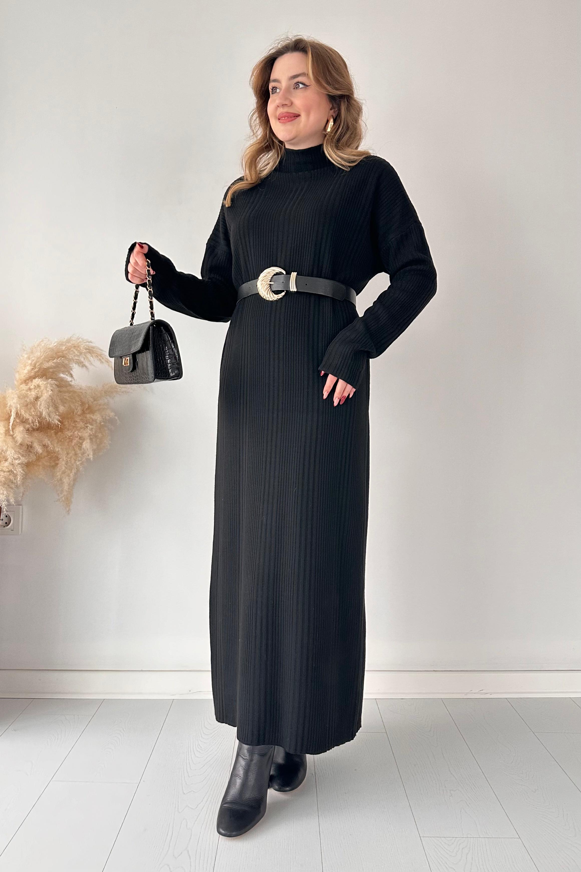 Fitilli Maksi Triko Elbise