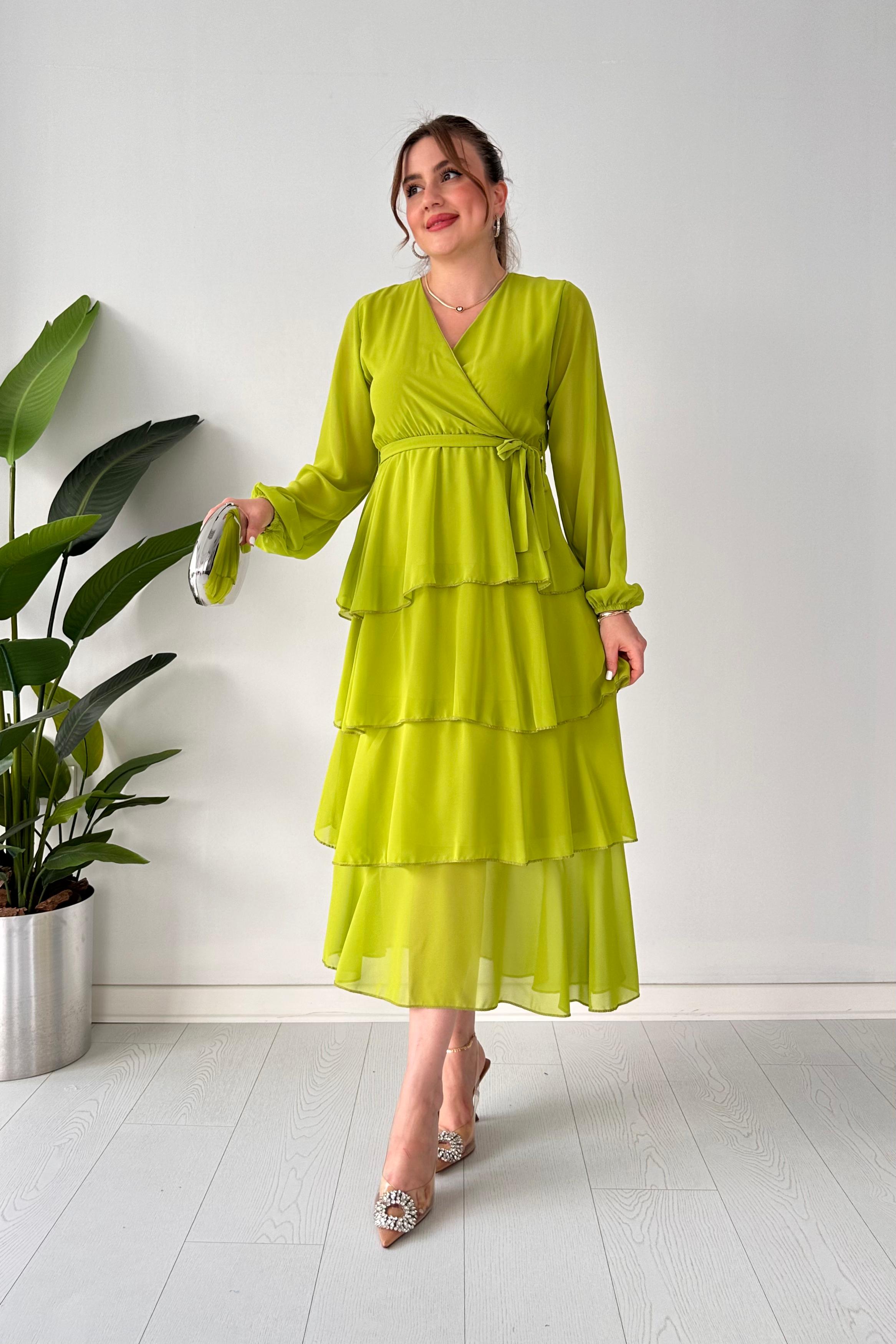 Kat Kat Şifon Elbise