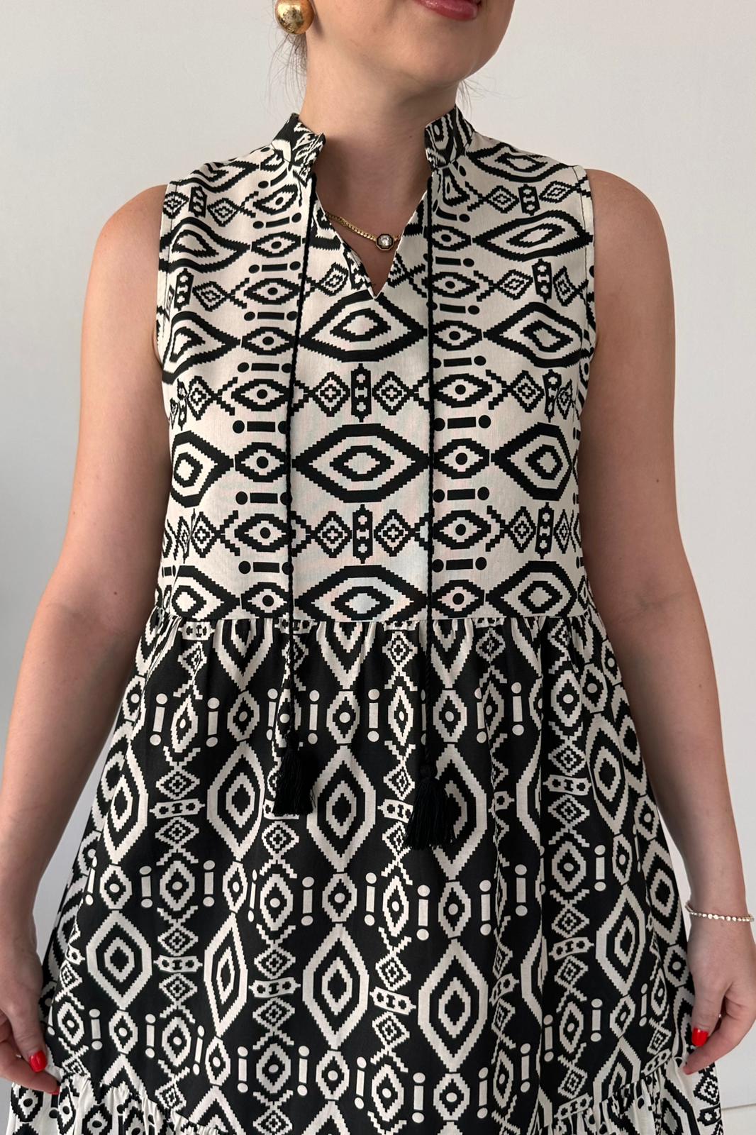 Püskül İpli Poplin Elbise