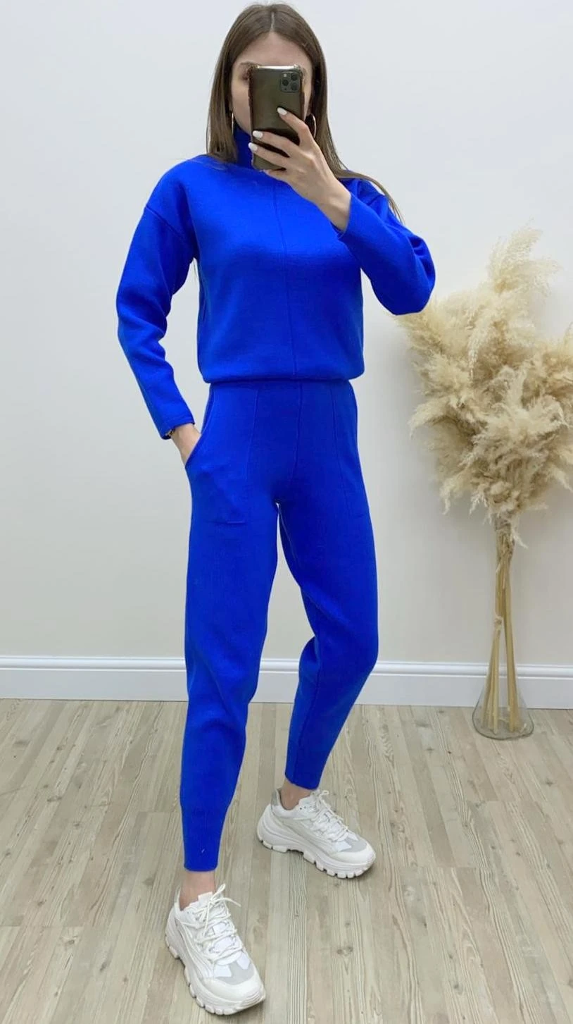 Cepli Triko Takım Saks Mavi