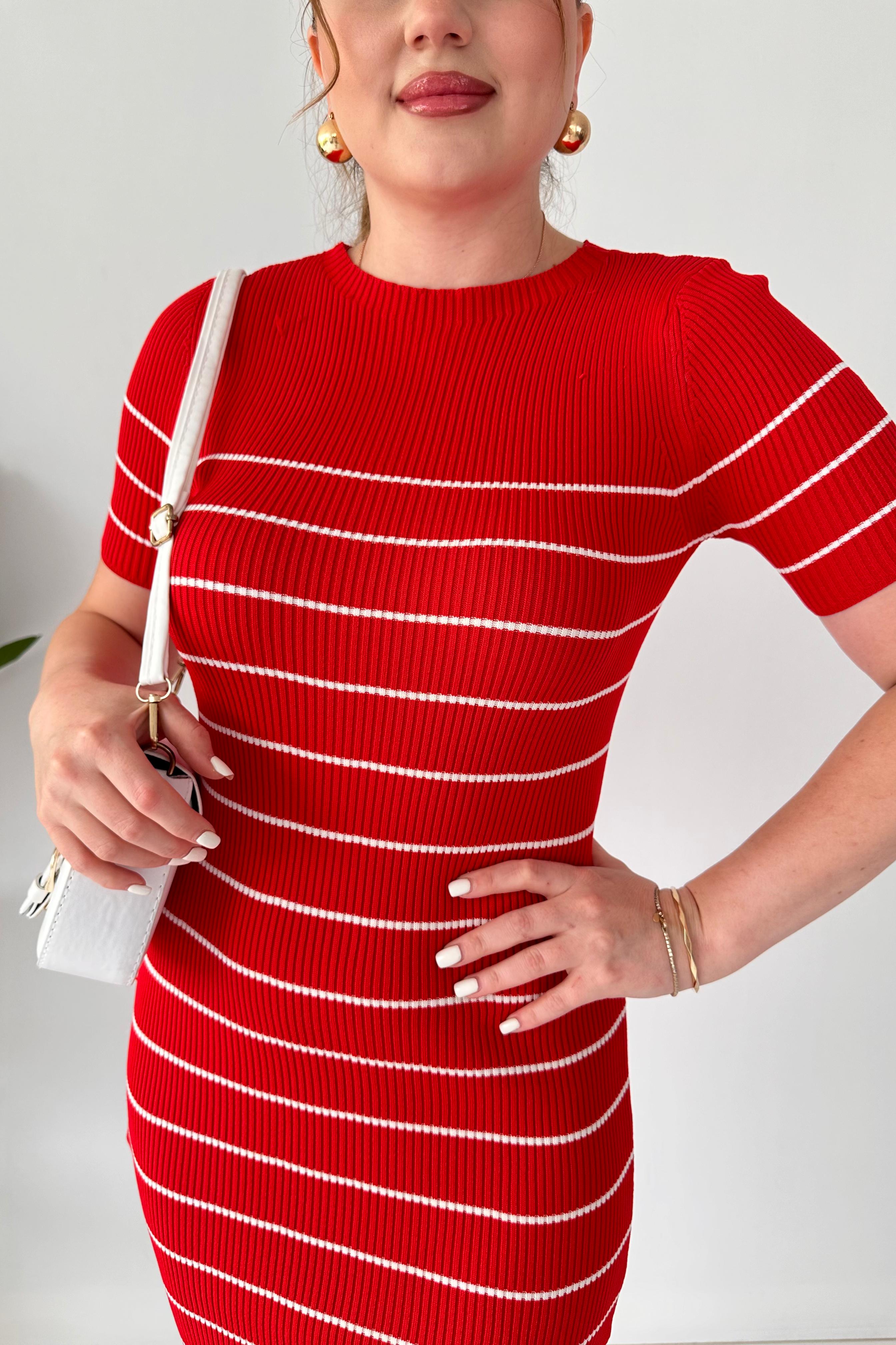 Çizgili Triko Elbise