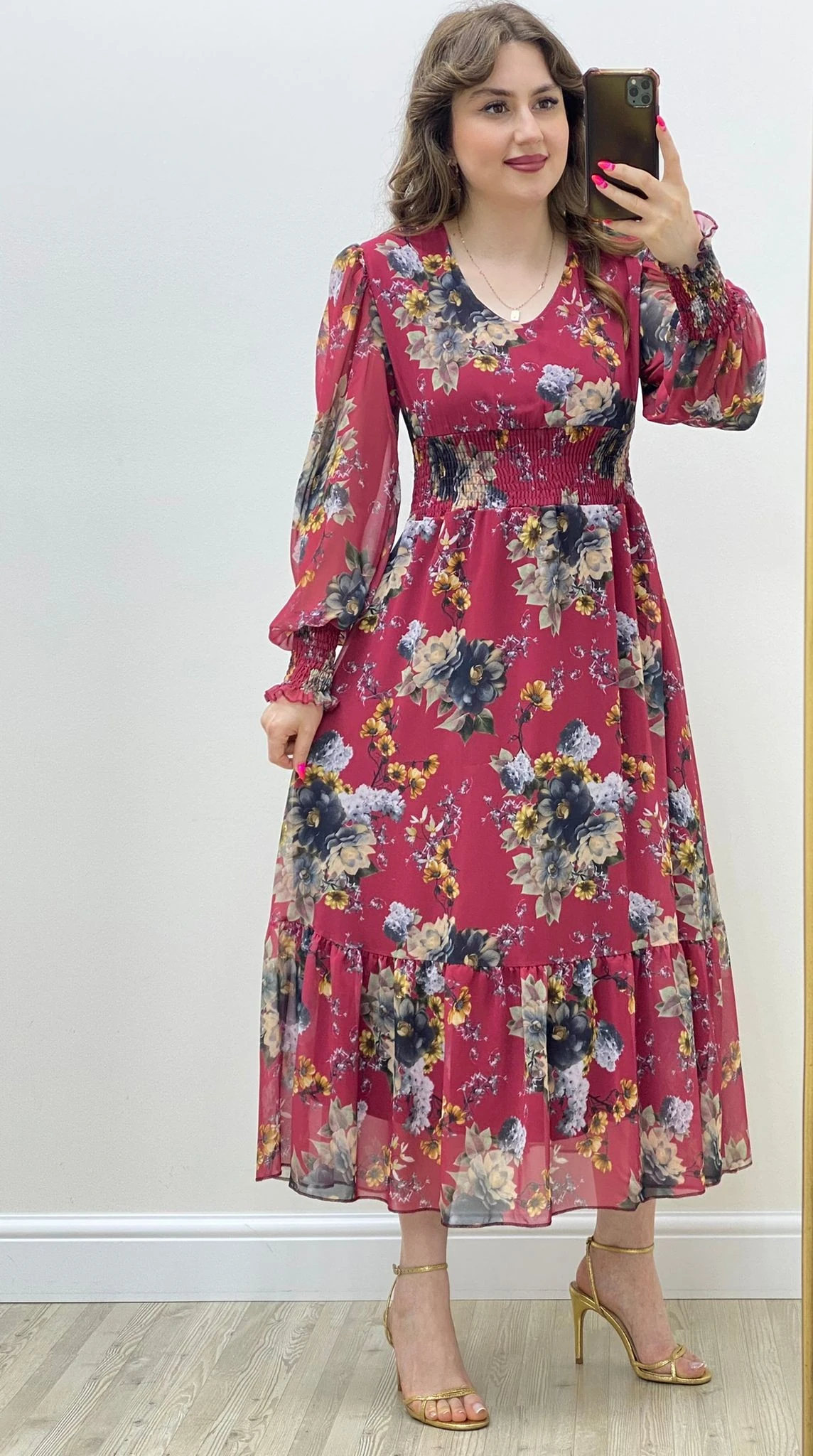 Ortancalı Şifon Elbise