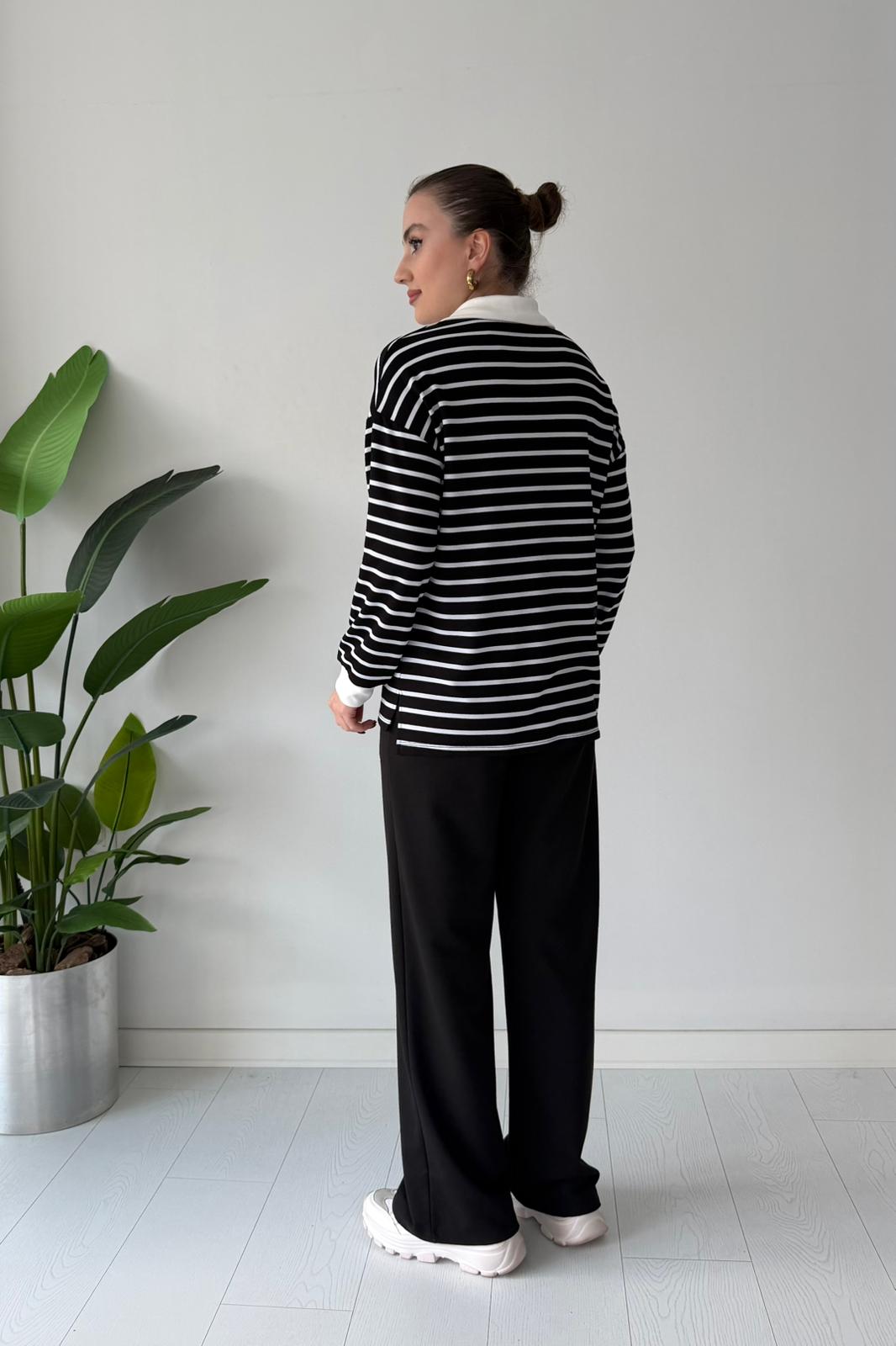 Çizgili Pamuk Takım