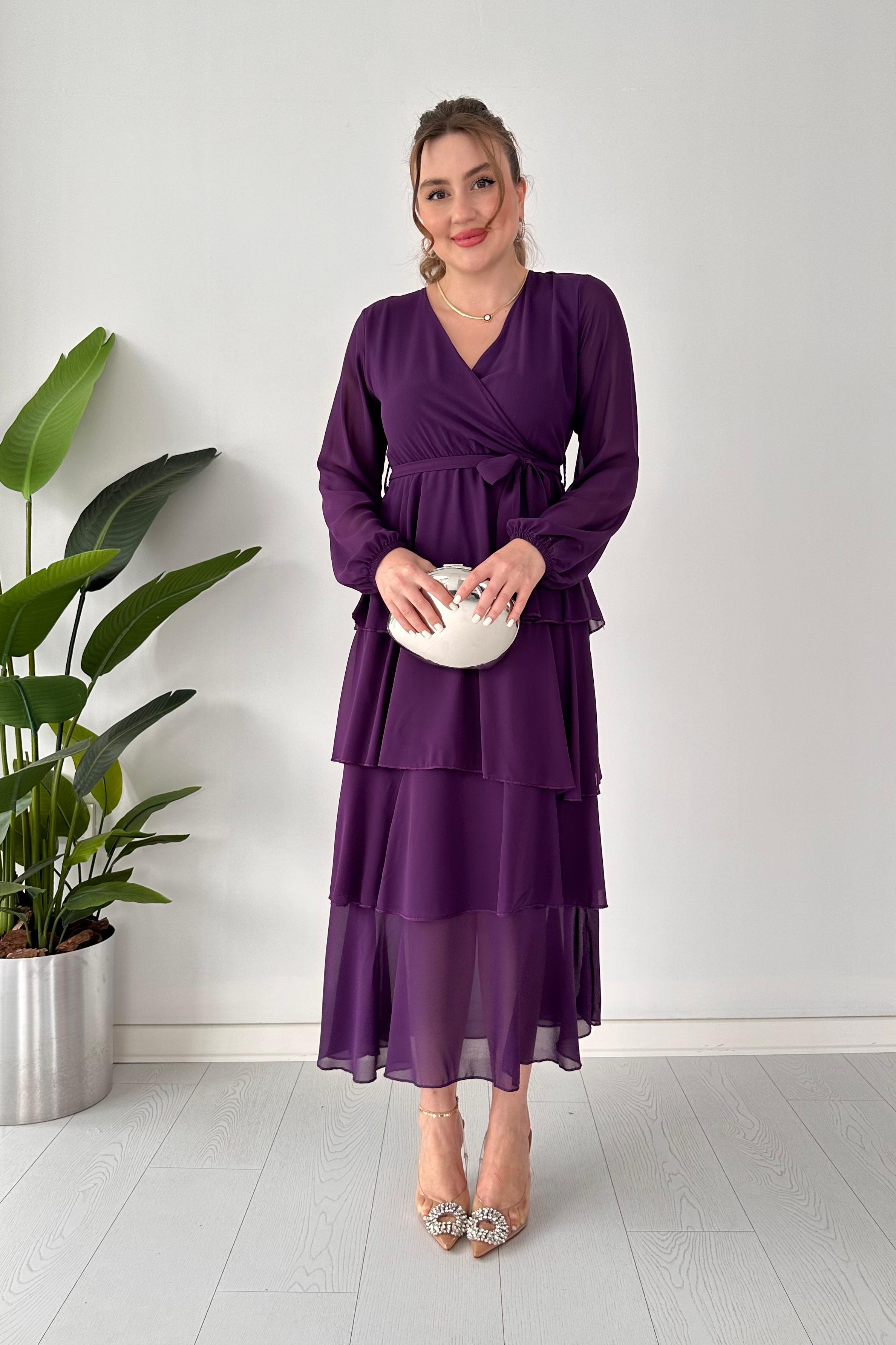 Kat Kat Şifon Elbise