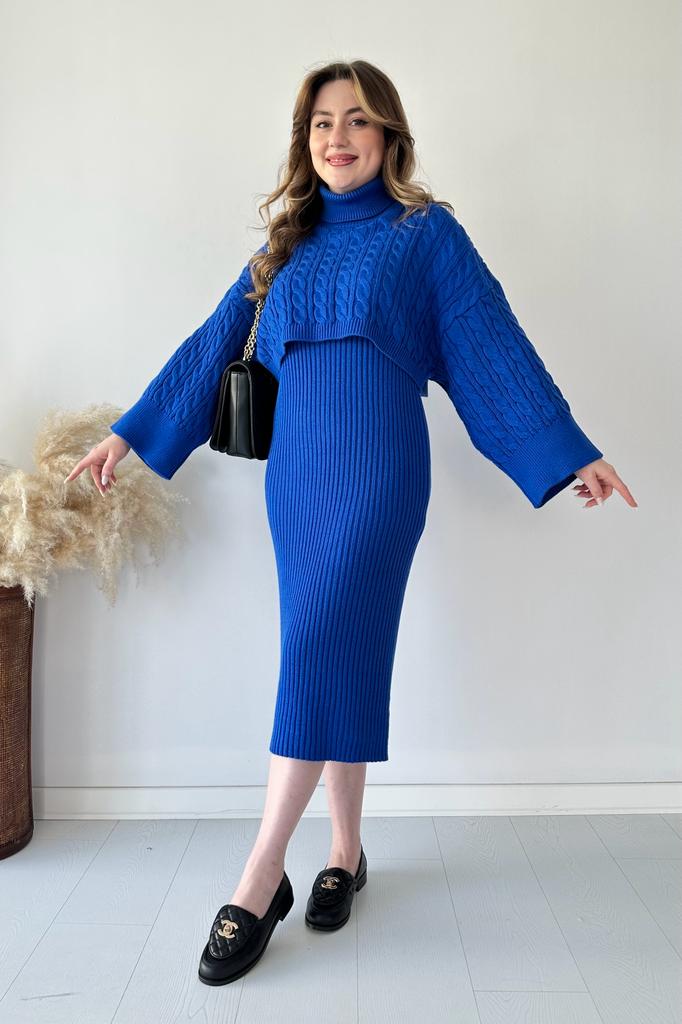 Saç Örgü Kazak Elbise Triko Takım