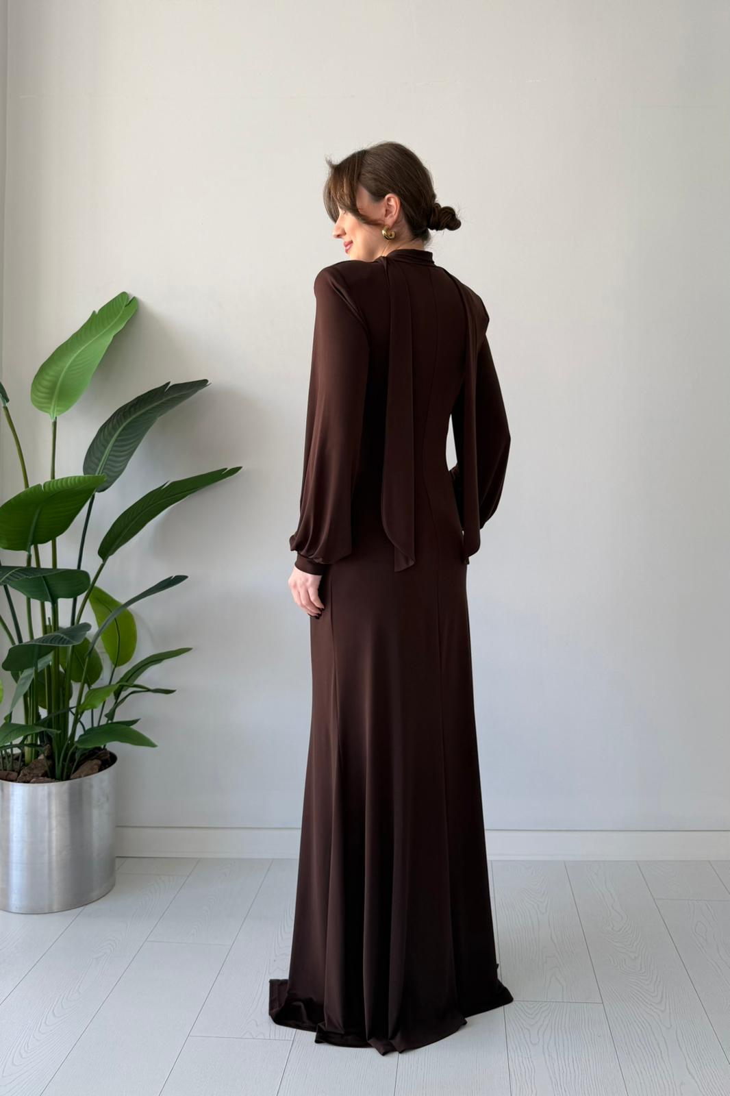 Şal Detaylı Tasarım Elbise