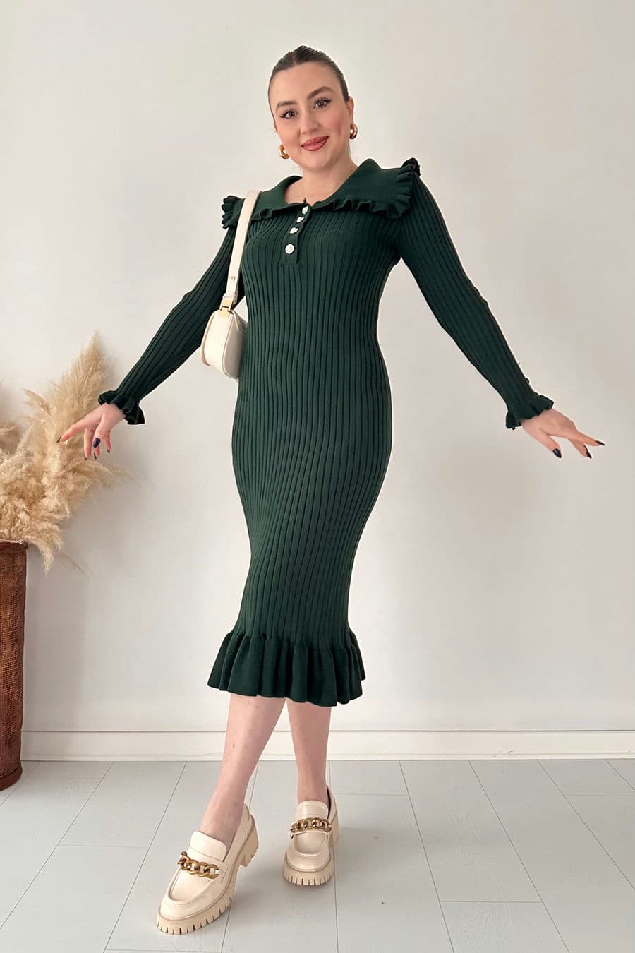 Bebe Yaka Triko Elbise