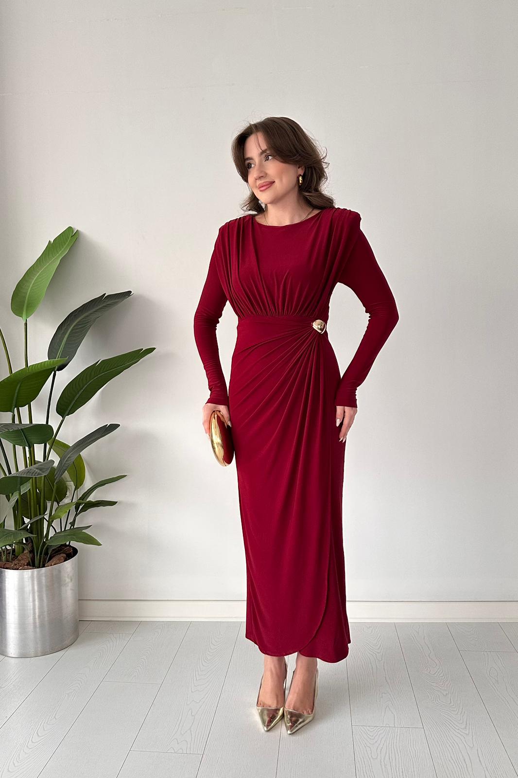 Drape Tokalı Esnek Elbise