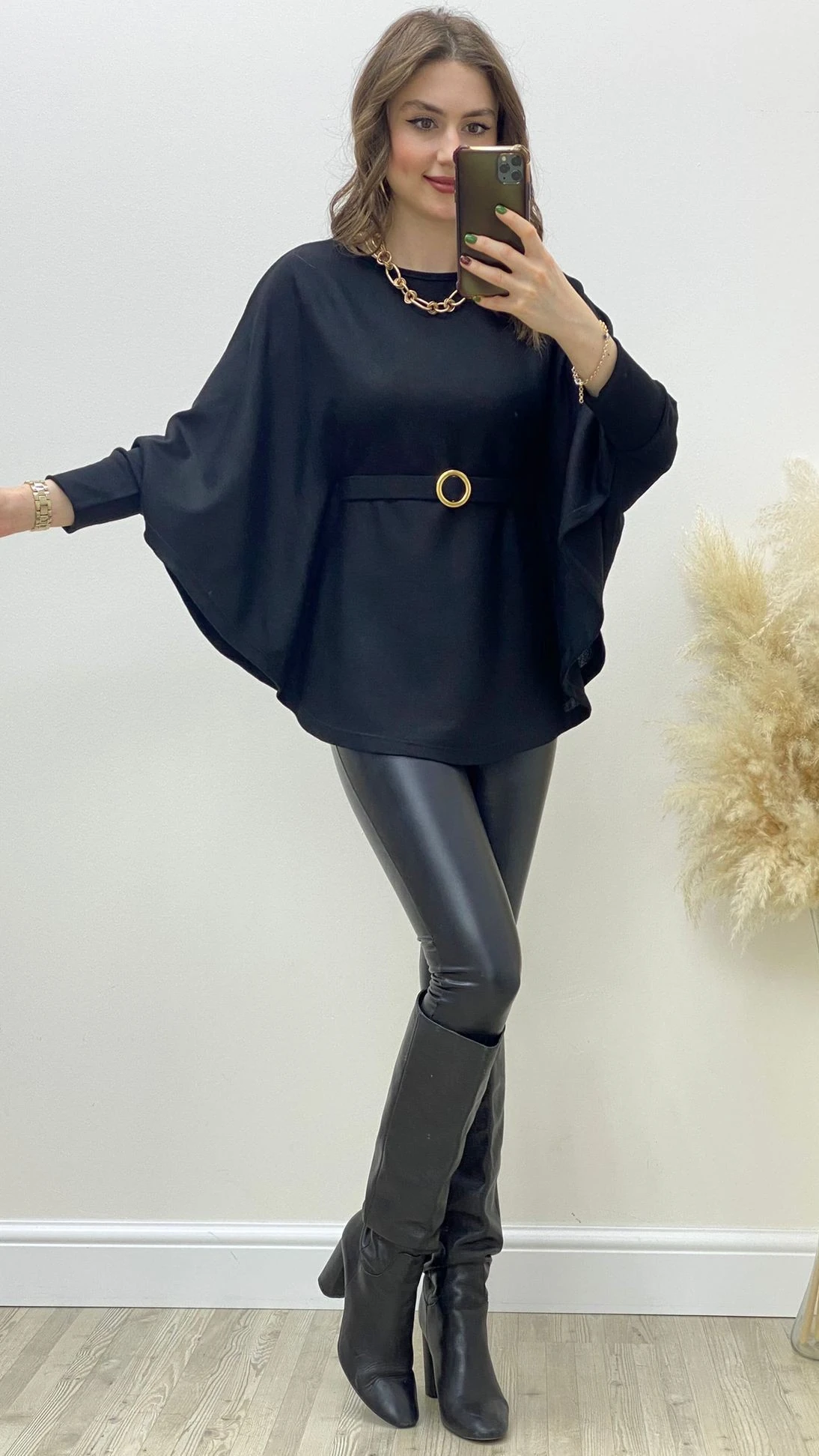 Yarasa Kol Triko Bluz Siyah