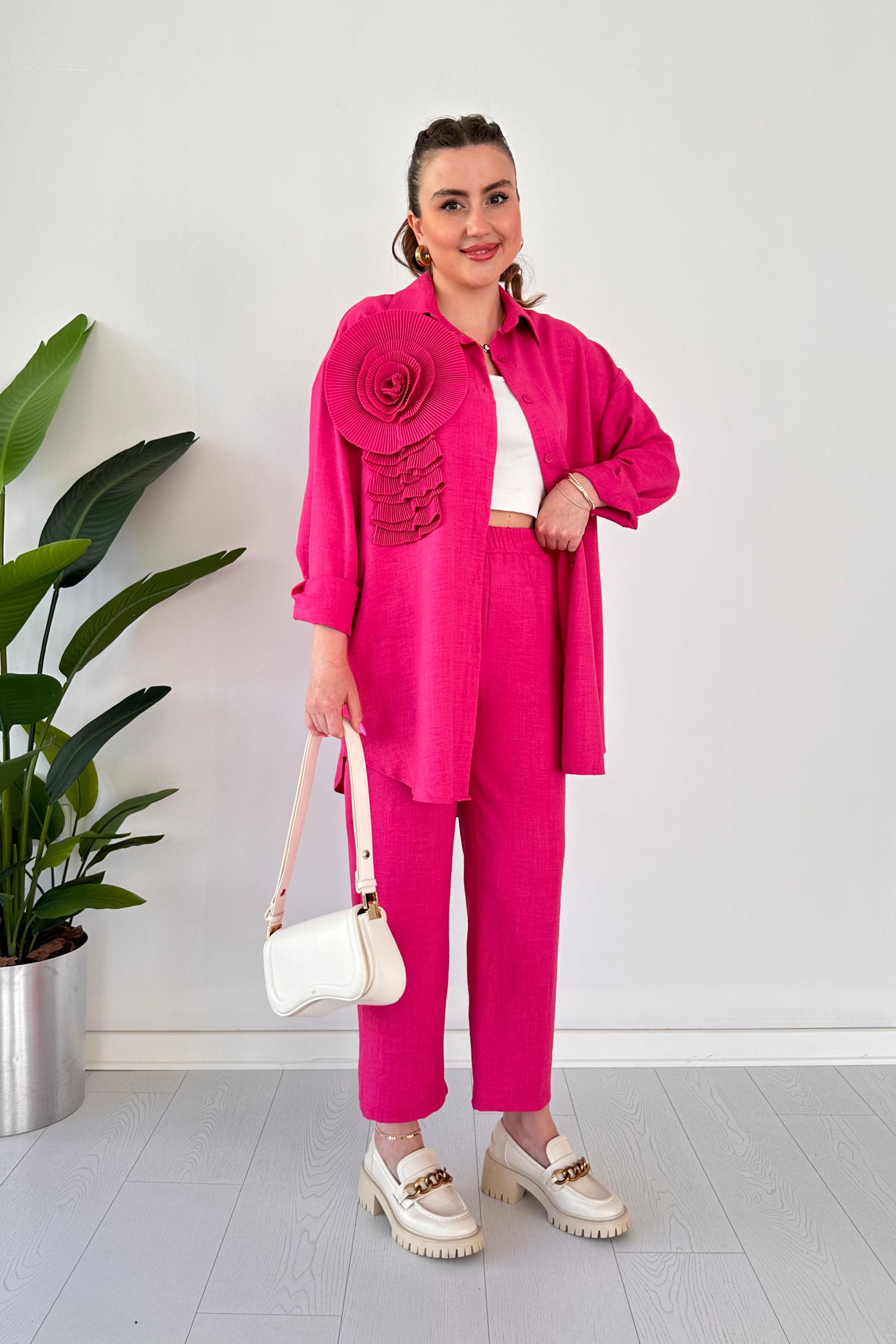 Çiçek Detay Keten Takım