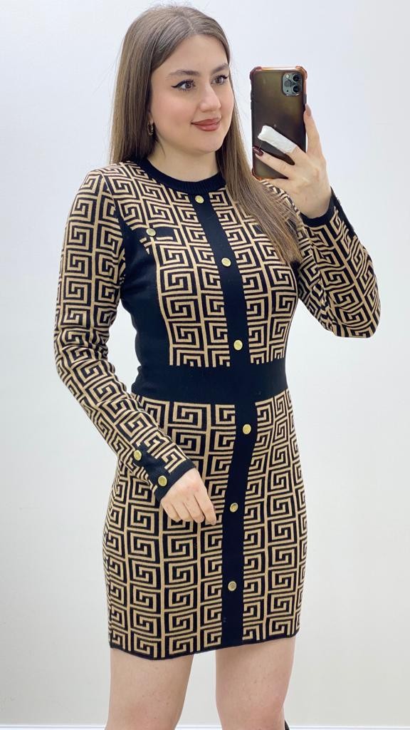 GG Tasarım Triko Elbise Bej