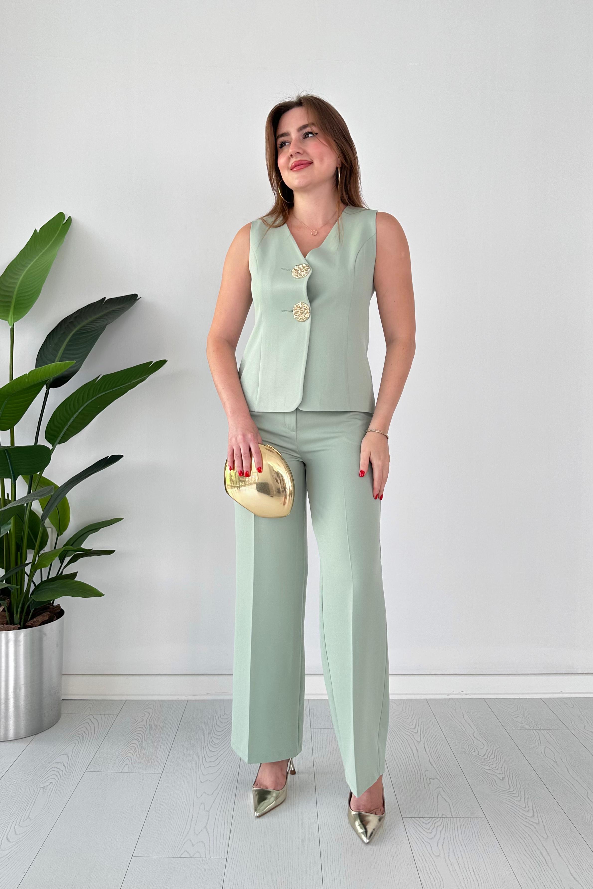 Tasarım Yelekli Pantolon Takım