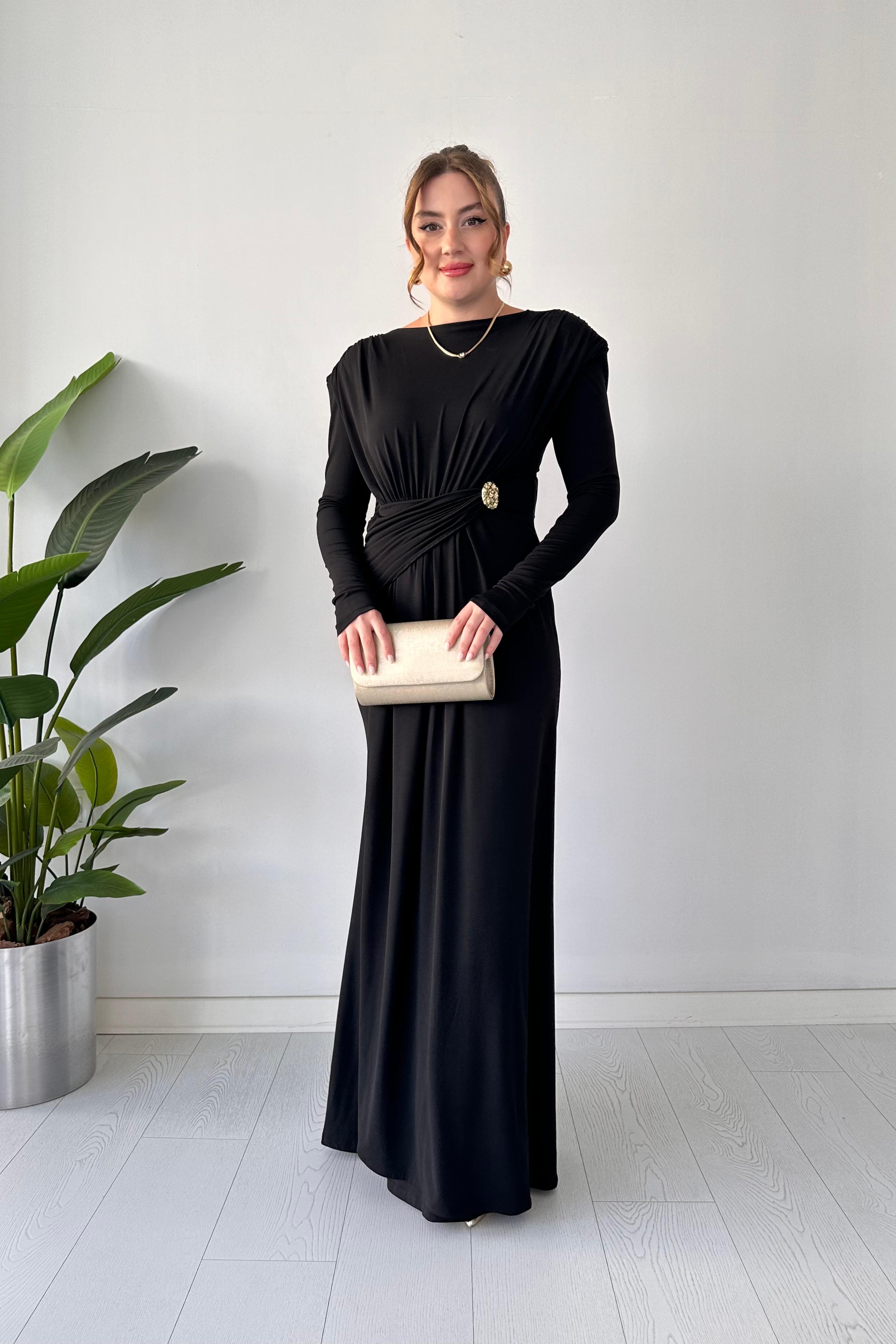 Şal Kemerli Krep Elbise