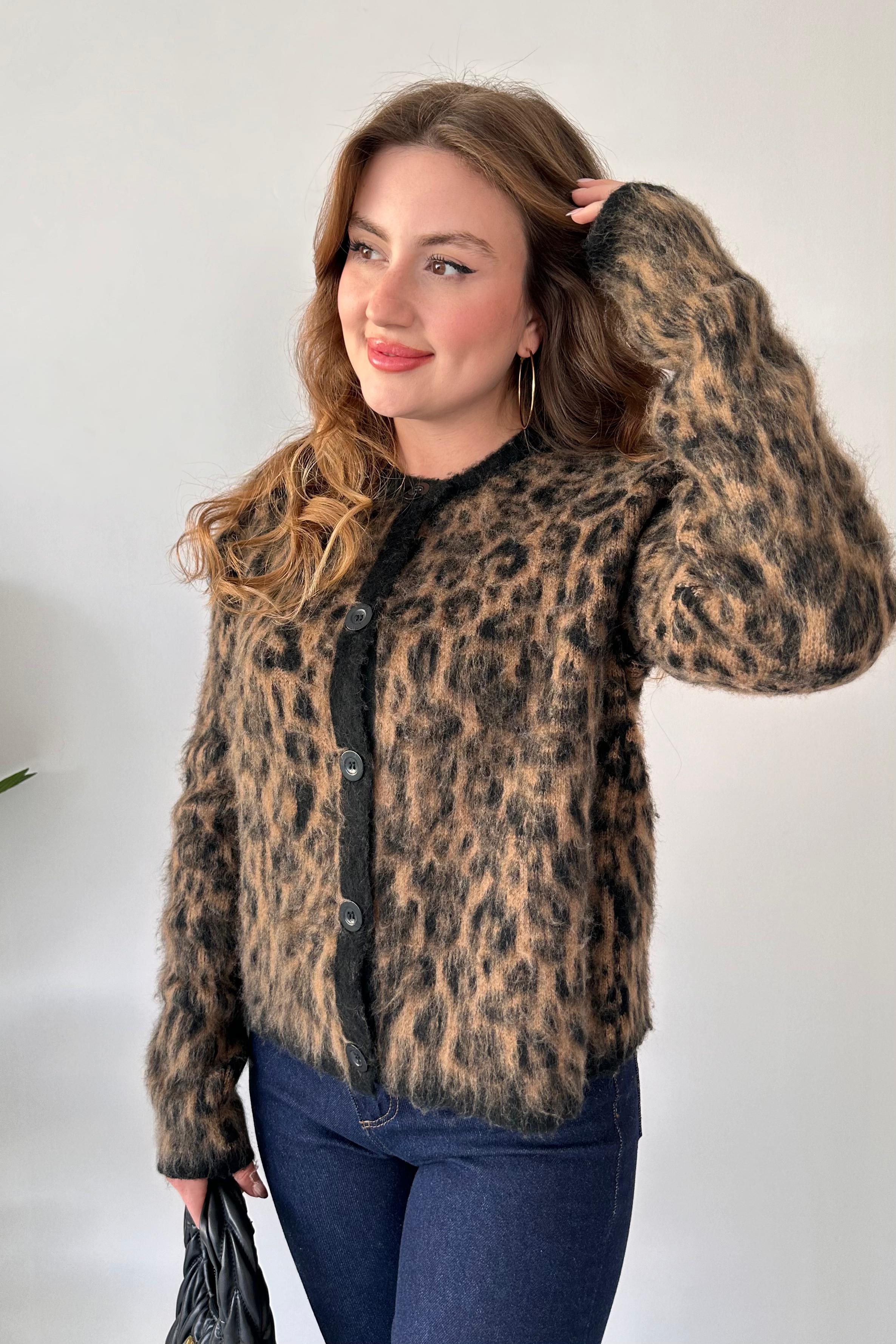 Tüylü Leopar Hırka