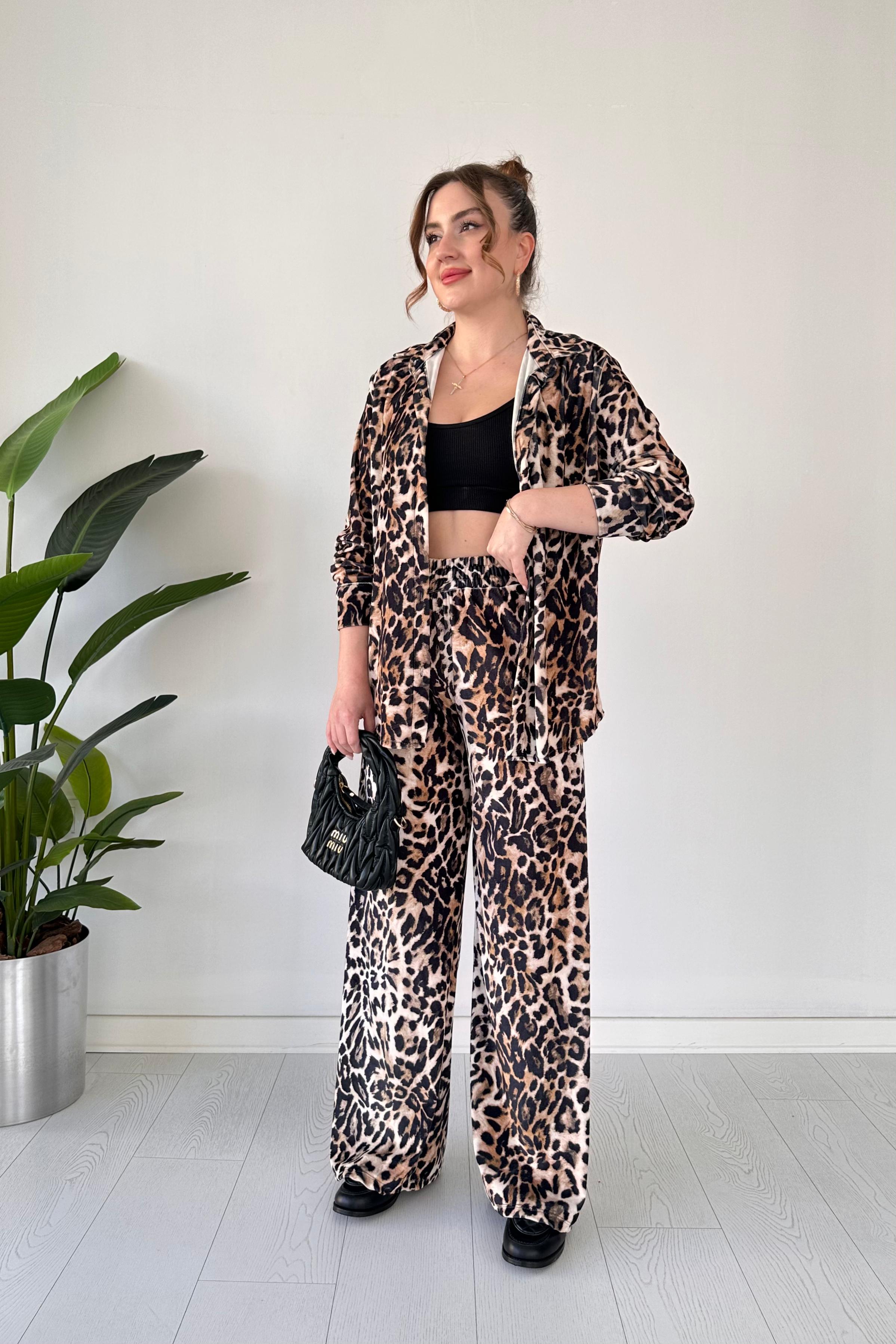 Leopar Kadife Takım
