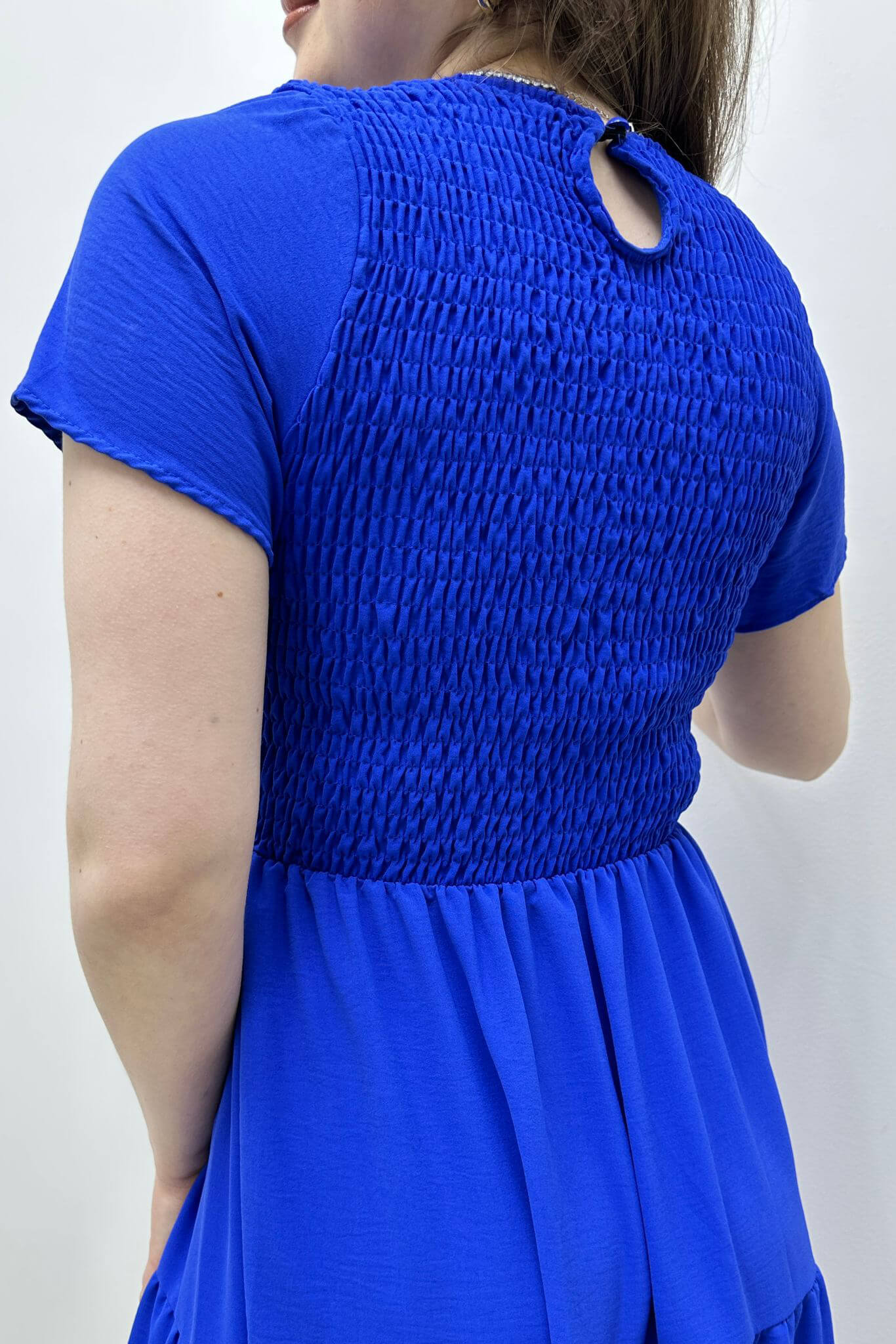 Üst Gipeli Elbise Saks Mavi