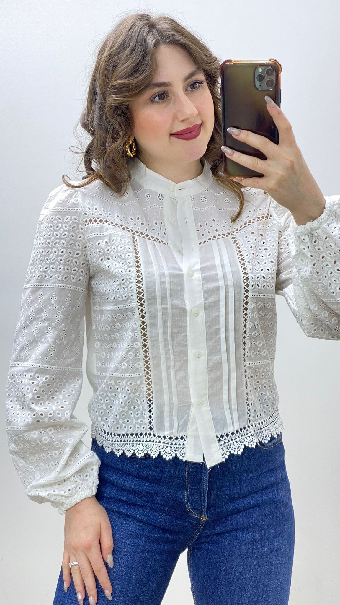 Beyaz Nakışlı Bluz Beyaz