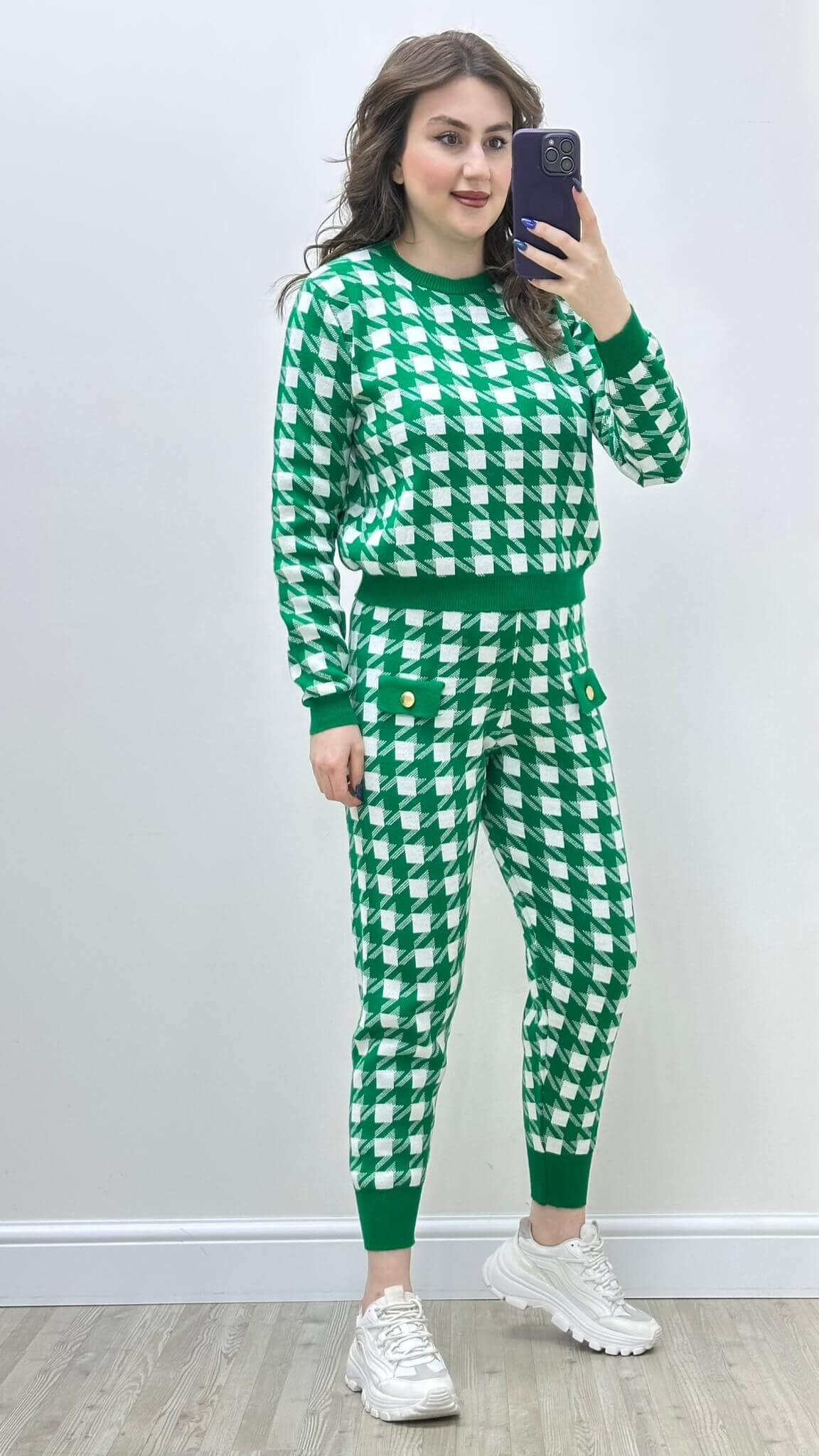 Kareli Triko Takım Yeşil