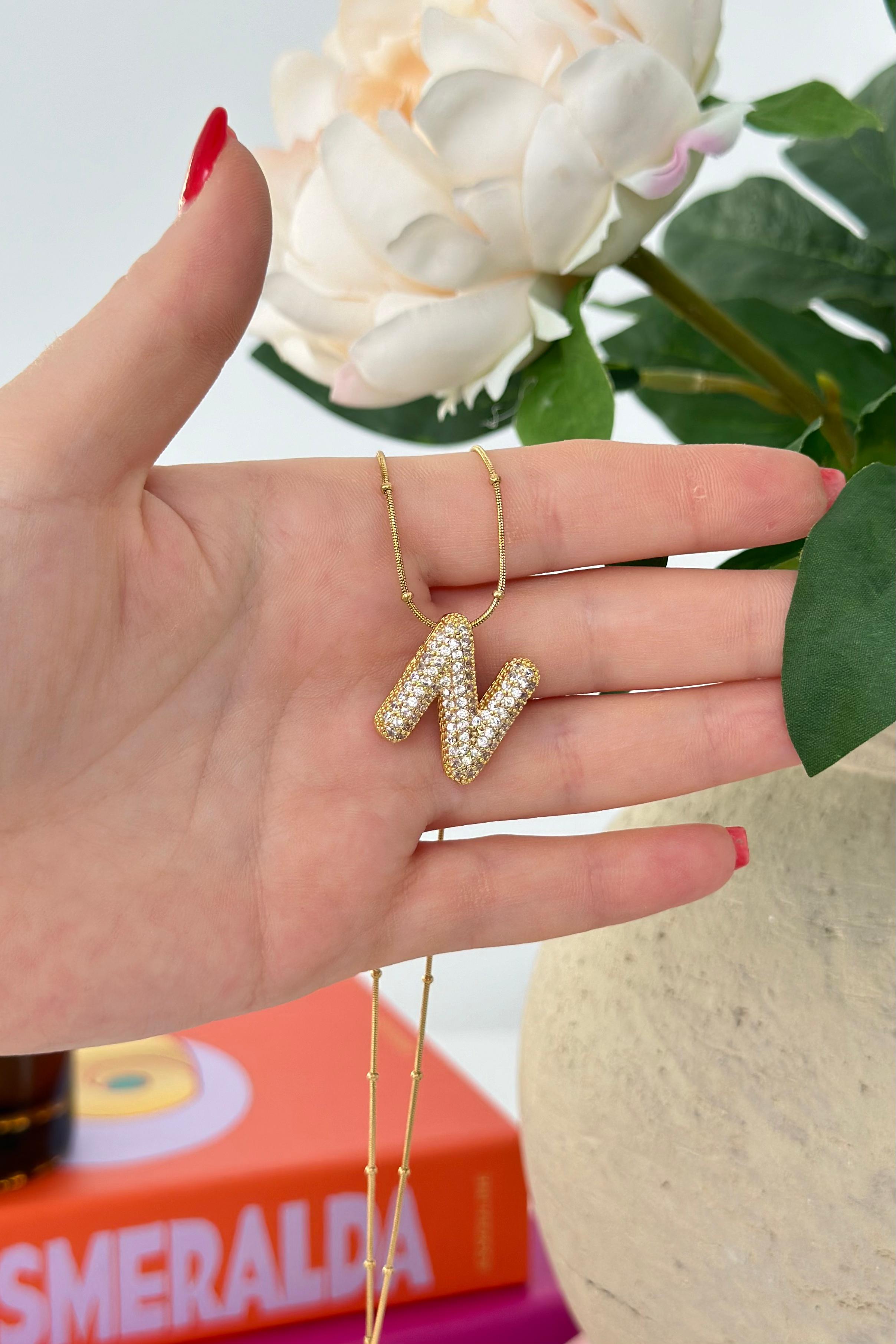 Taşlı Bubble Çelik Kolye N