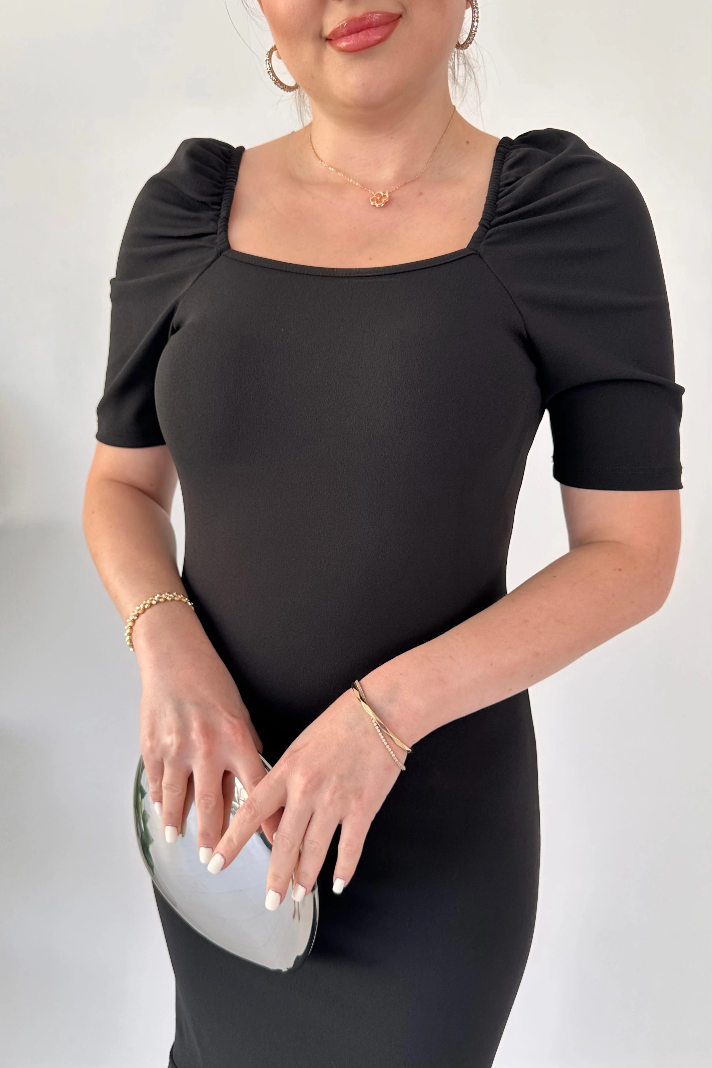 Eteği Volan Krep Elbise