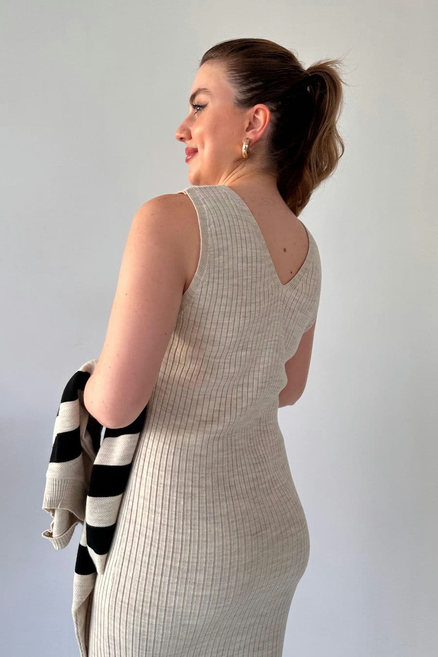 Çizgili Kazaklı Elbise