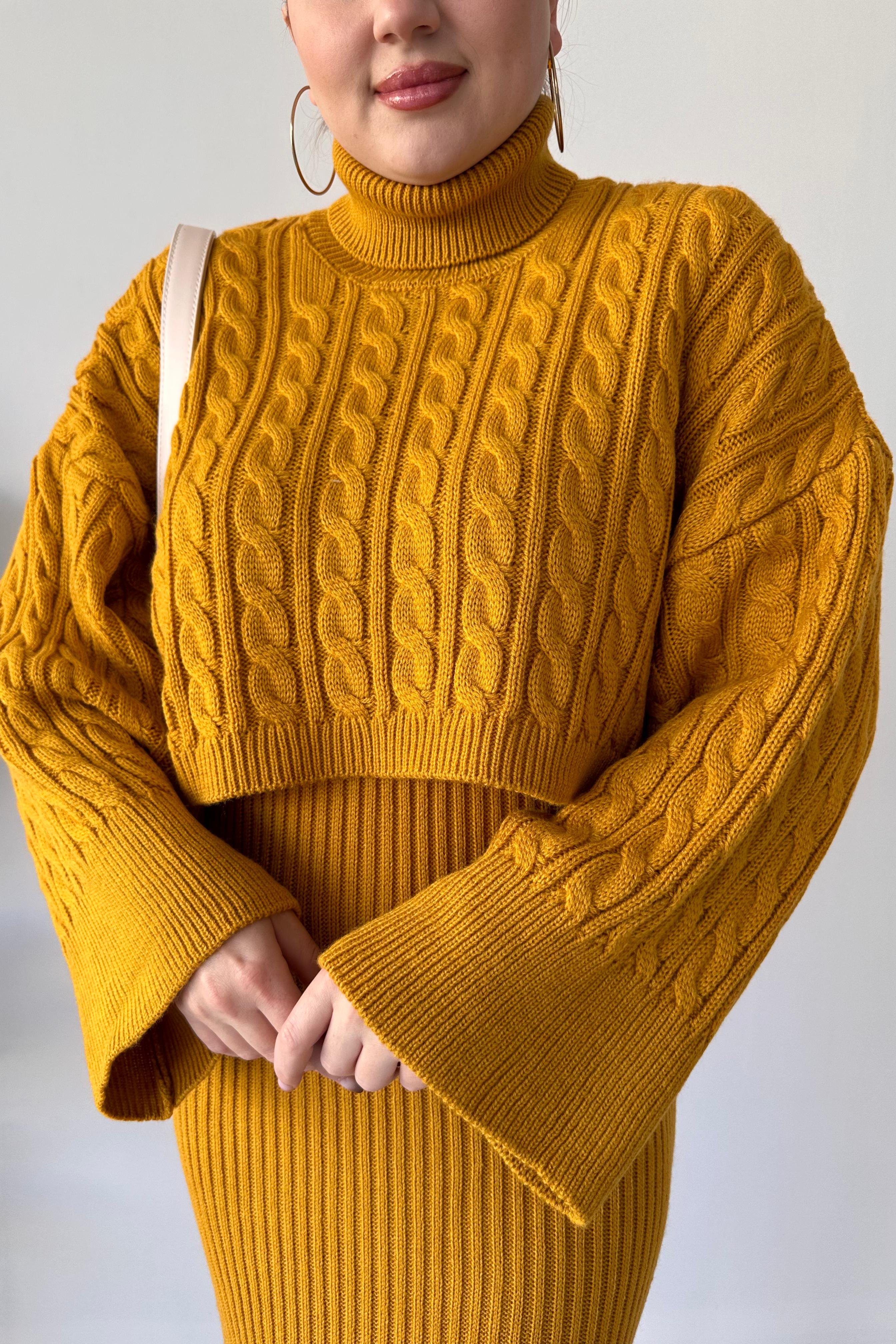 Saç Örgü Kazak Elbise Triko Takım