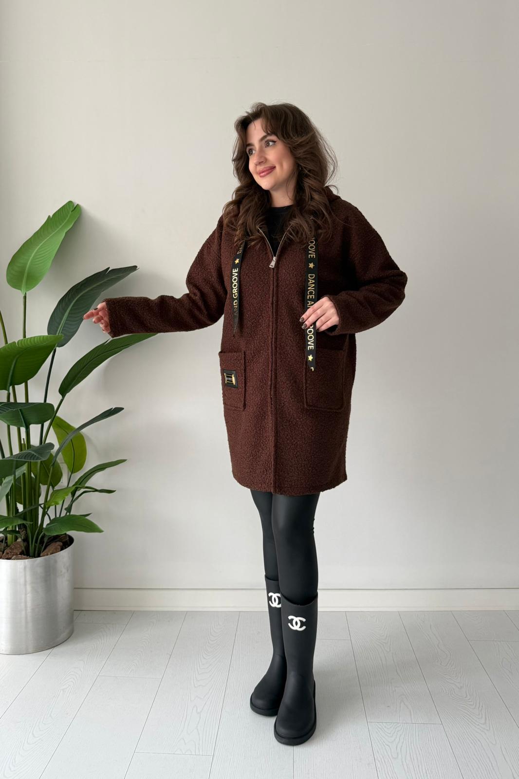 Buklet Kaşe Ceket - Kahve