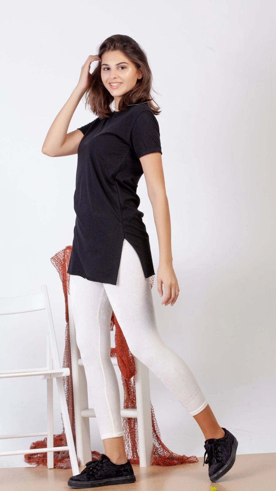 Kadife Tayt Pantolon - Beyaz