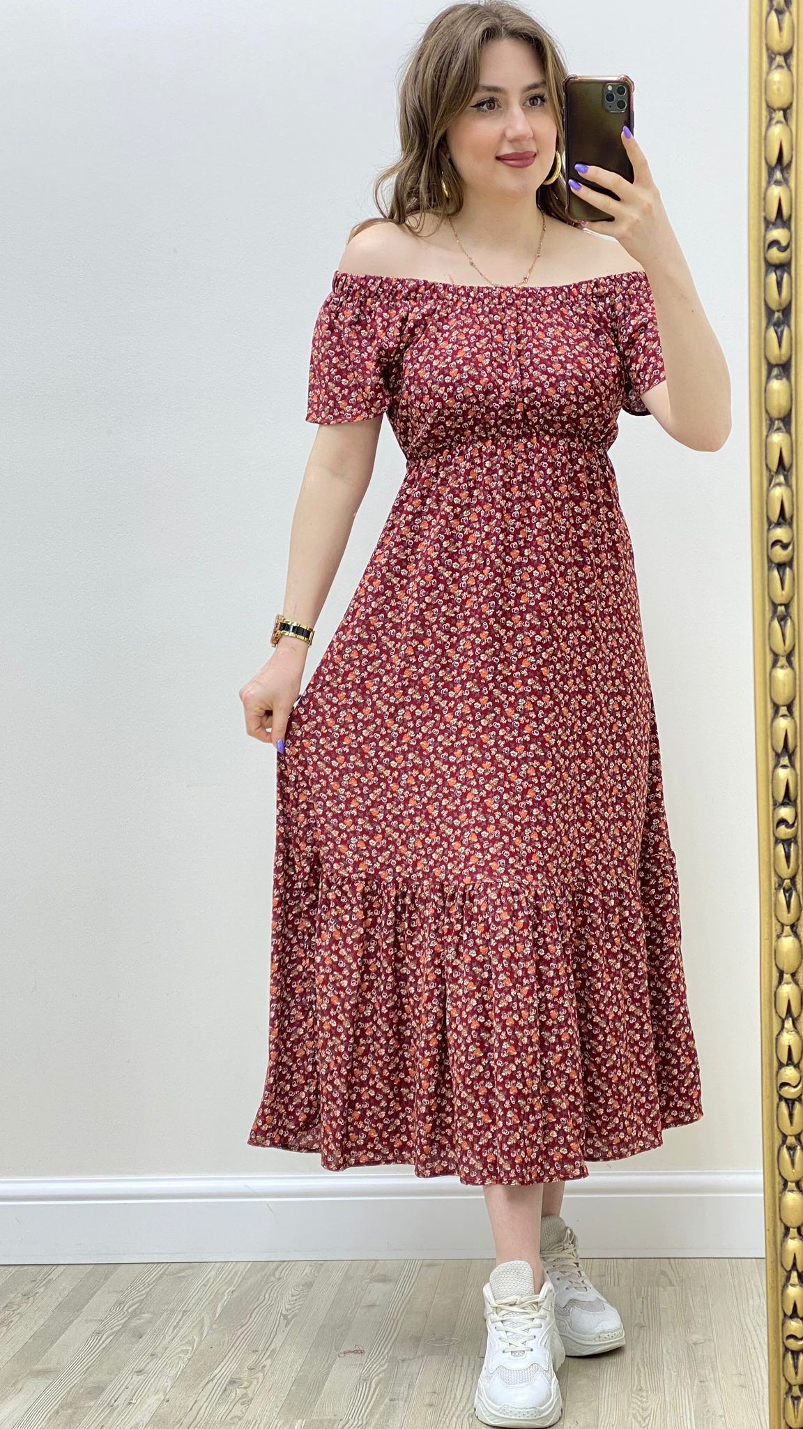 Madonna Mini Çıtır Viskon Elbise Bordo