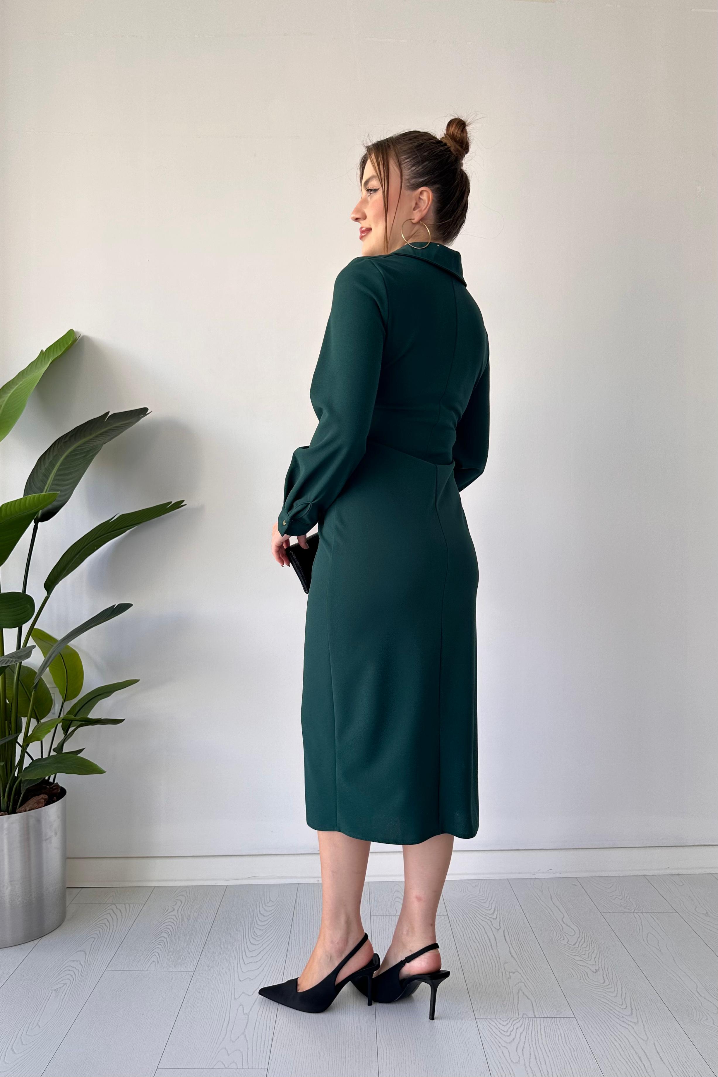 Göğüs Büzgü Gömlek Elbise