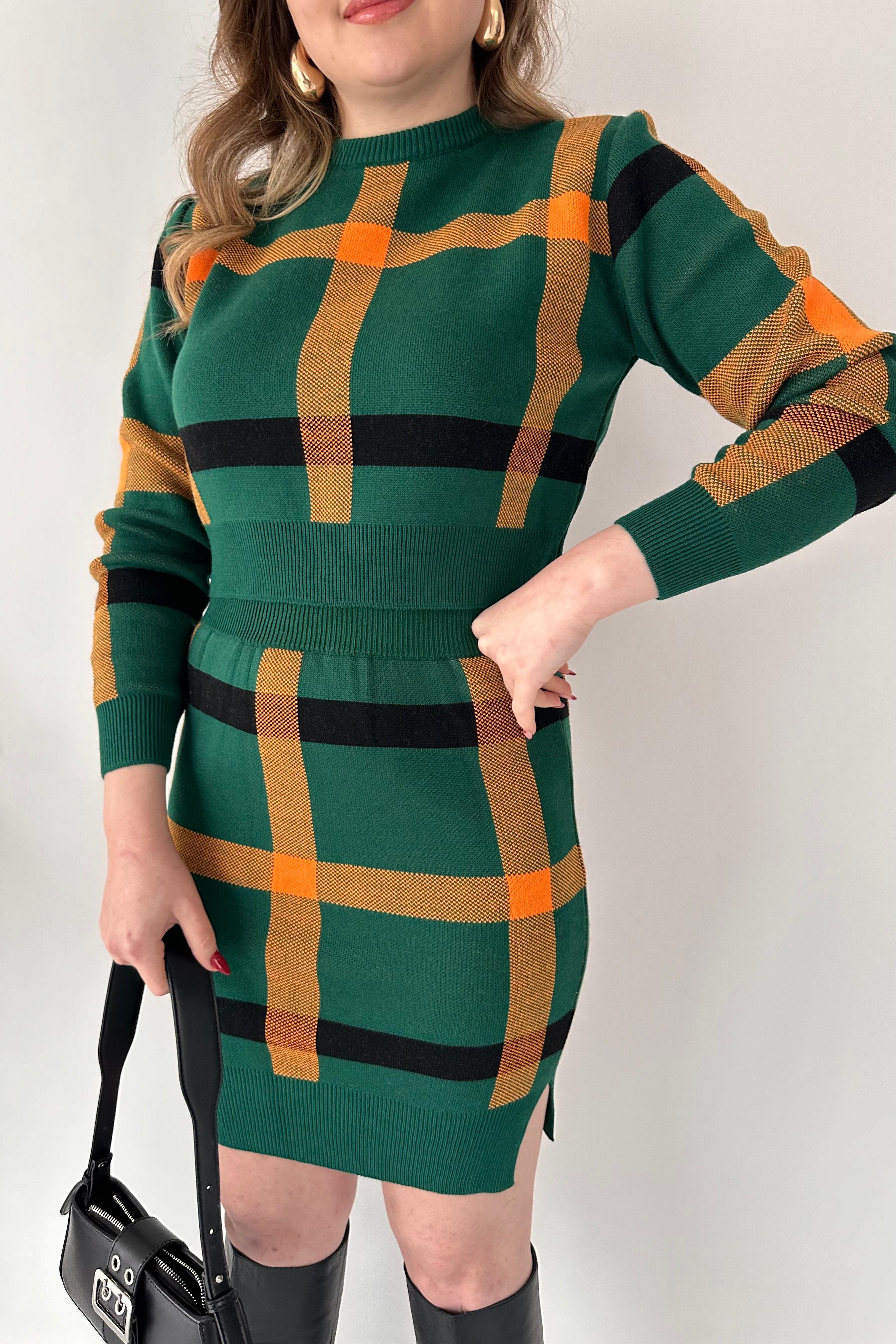 Ekoseli Etekli Takım Yeşil