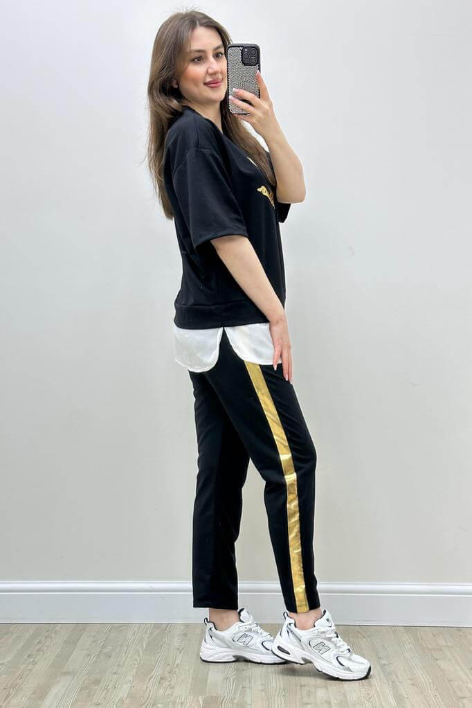 Gömlek Detay İkili Takım Siyah