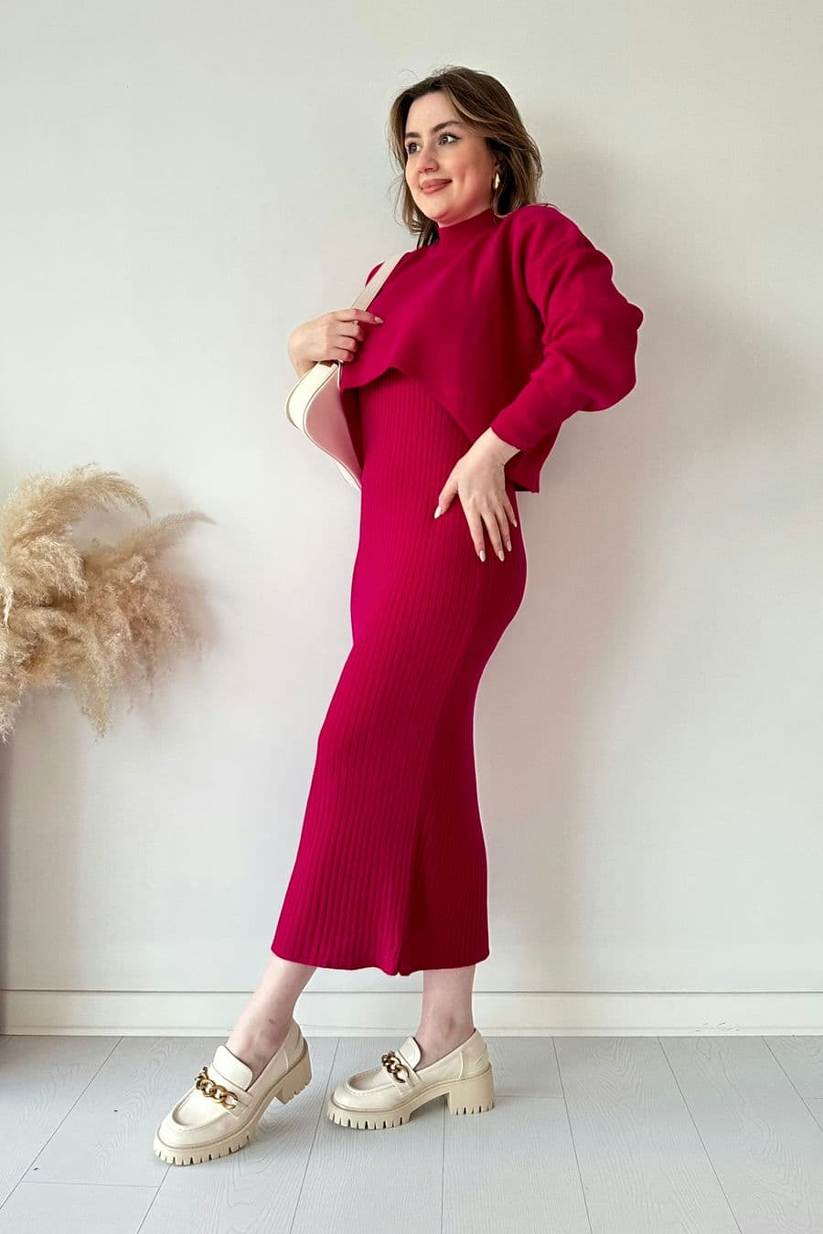 Kısa Kazaklı Triko Elbise