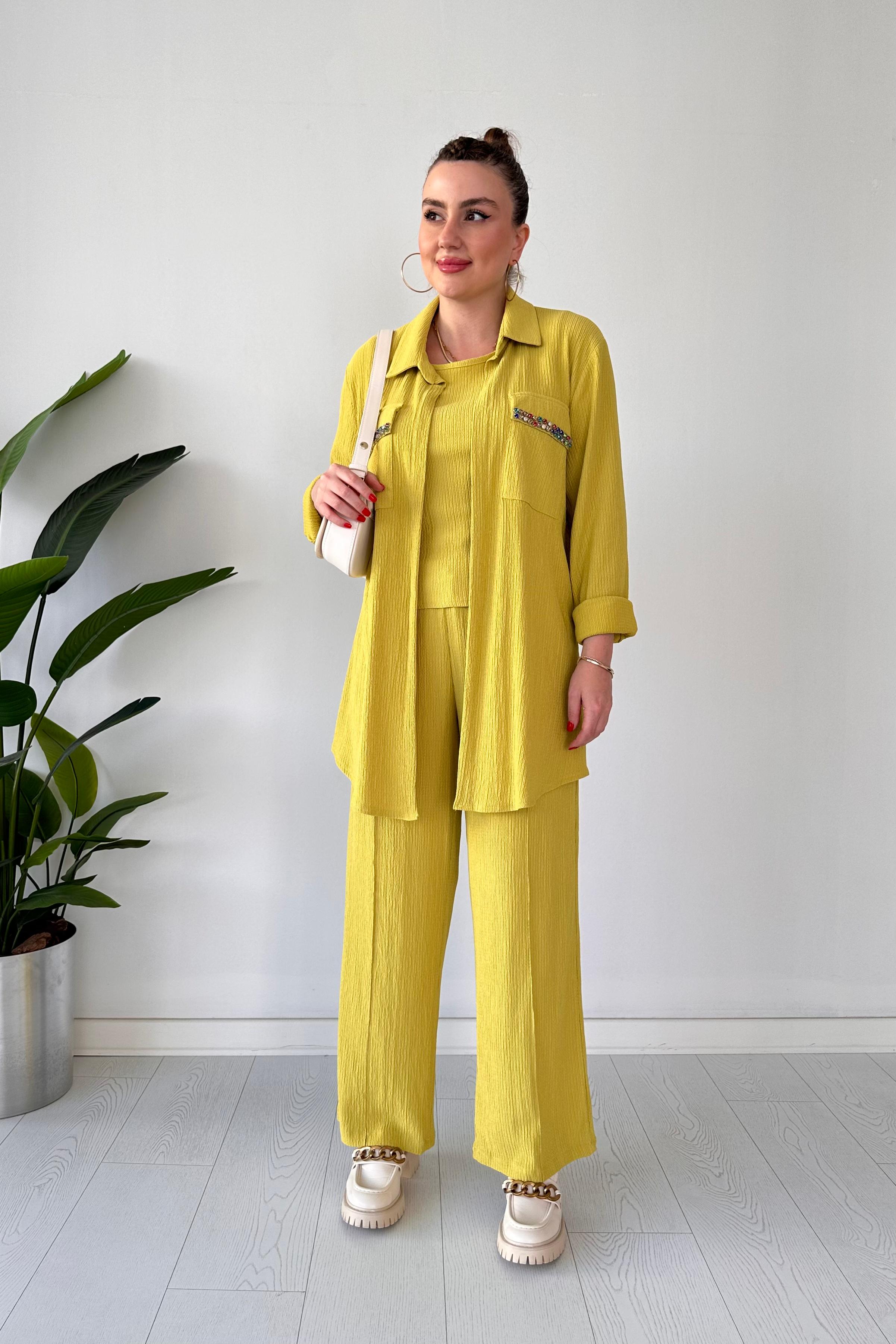 Taşlı Üç Parça Gofre Takım