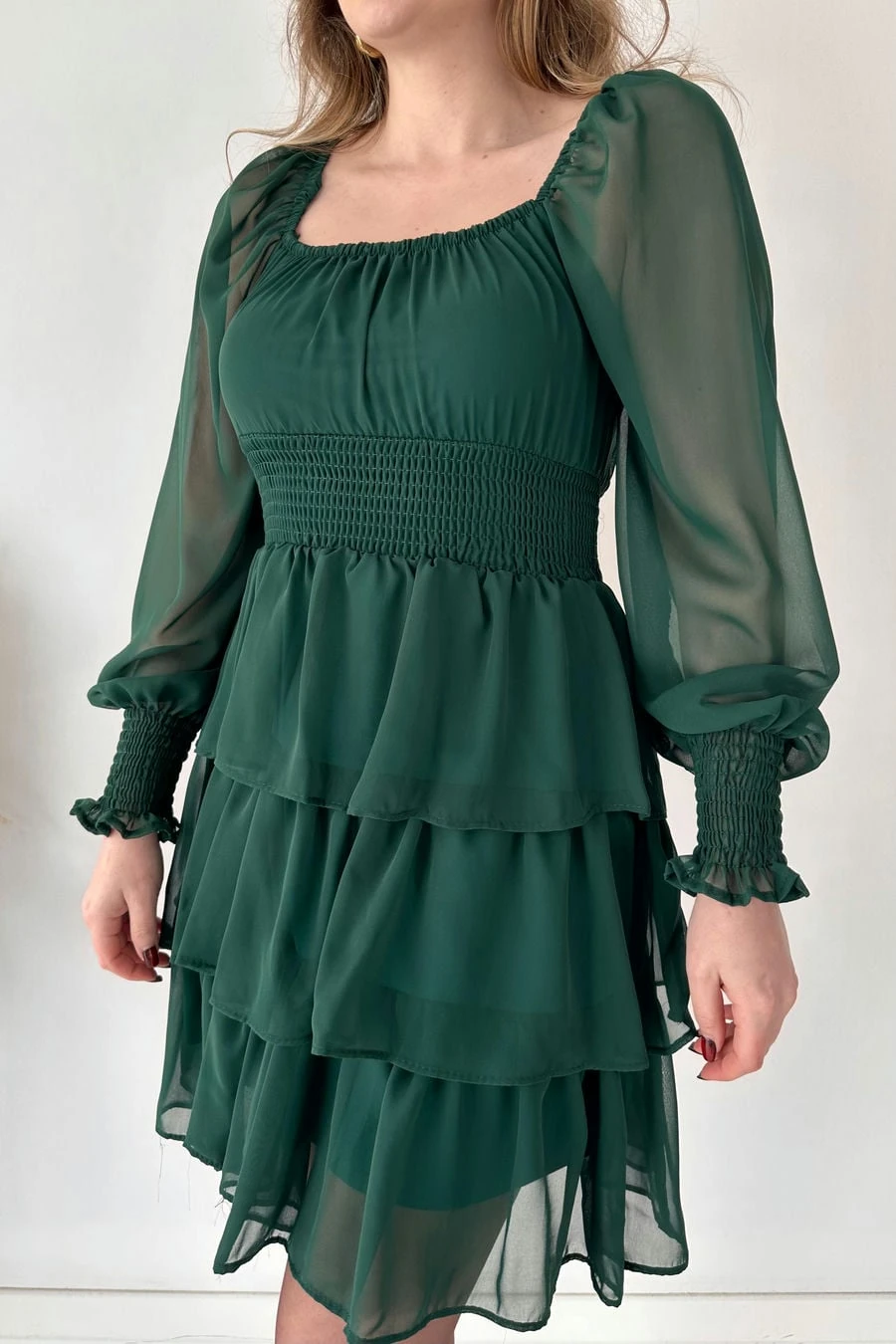 Katlı Şifon Elbise