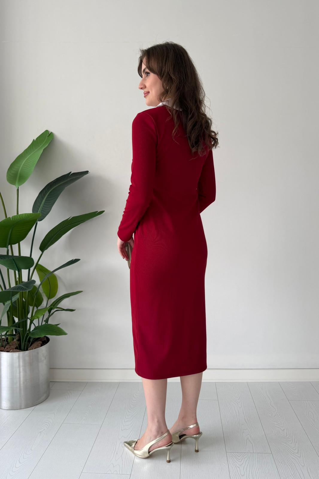 Yaka Detay Esnek Elbise