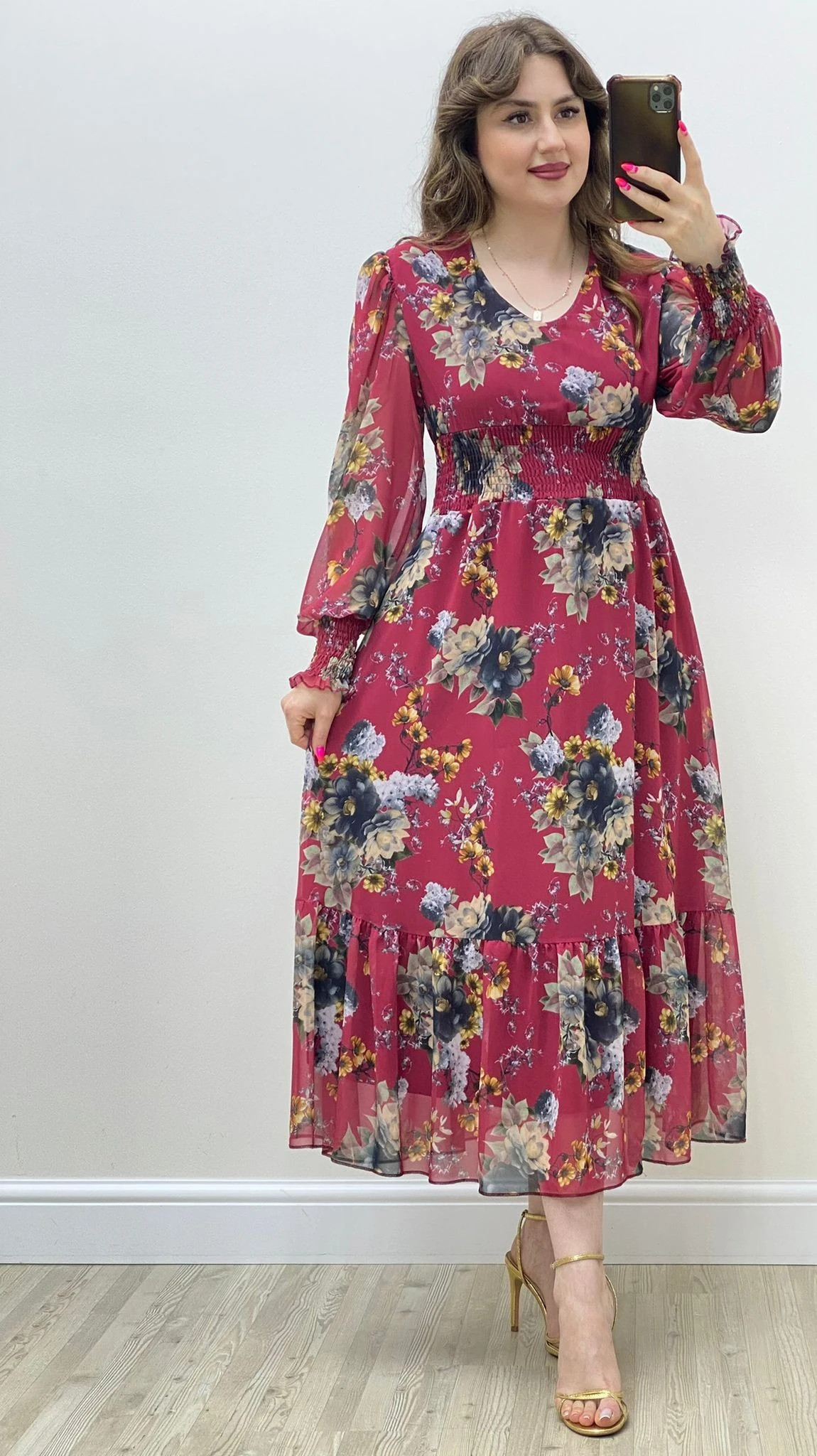 Ortancalı Şifon Elbise