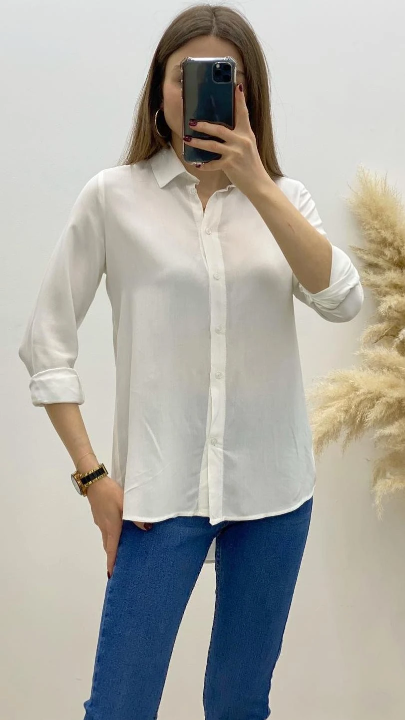 Viskon Gömlek Beyaz