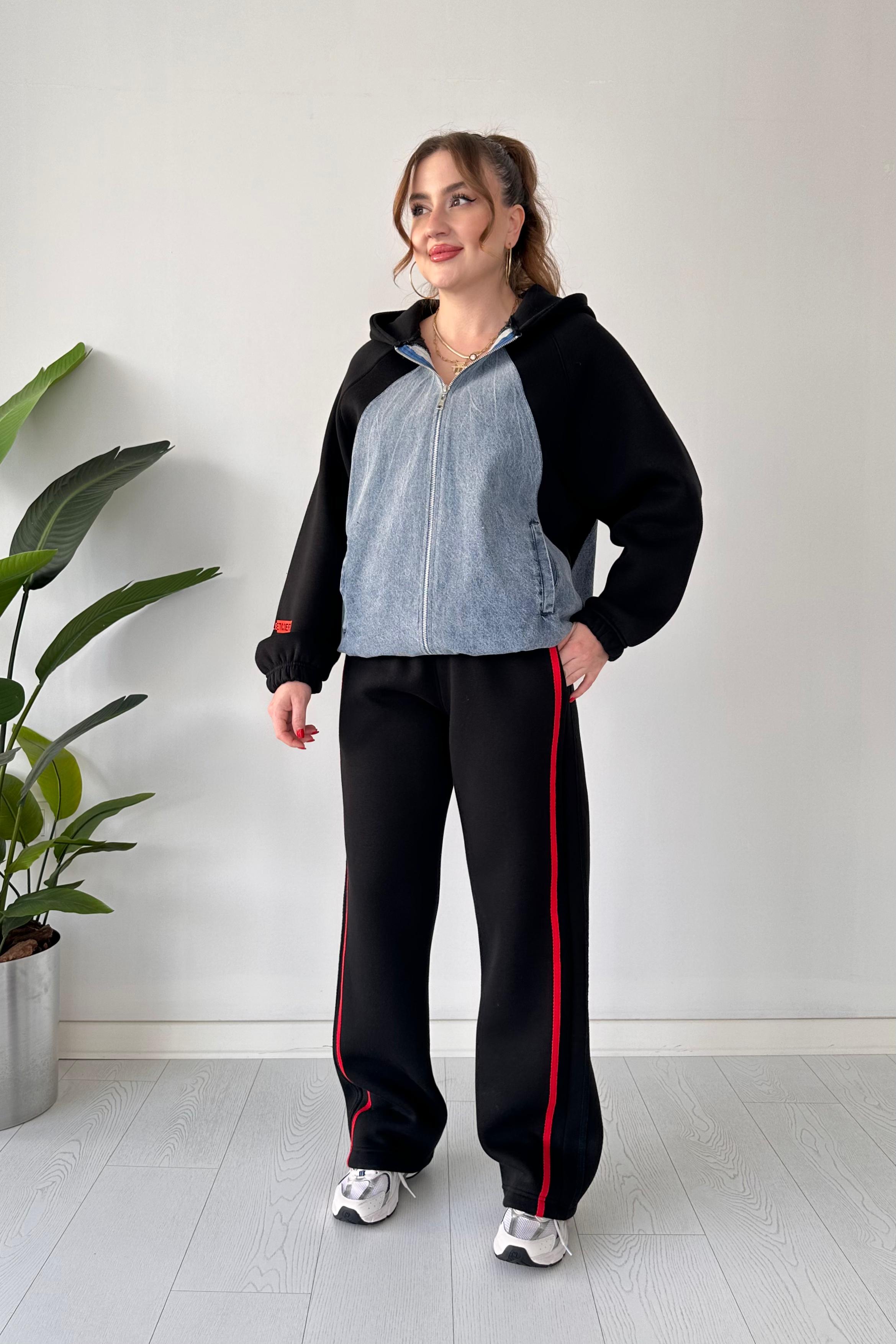 Denim Ceketli Polar Eşofman Takımı