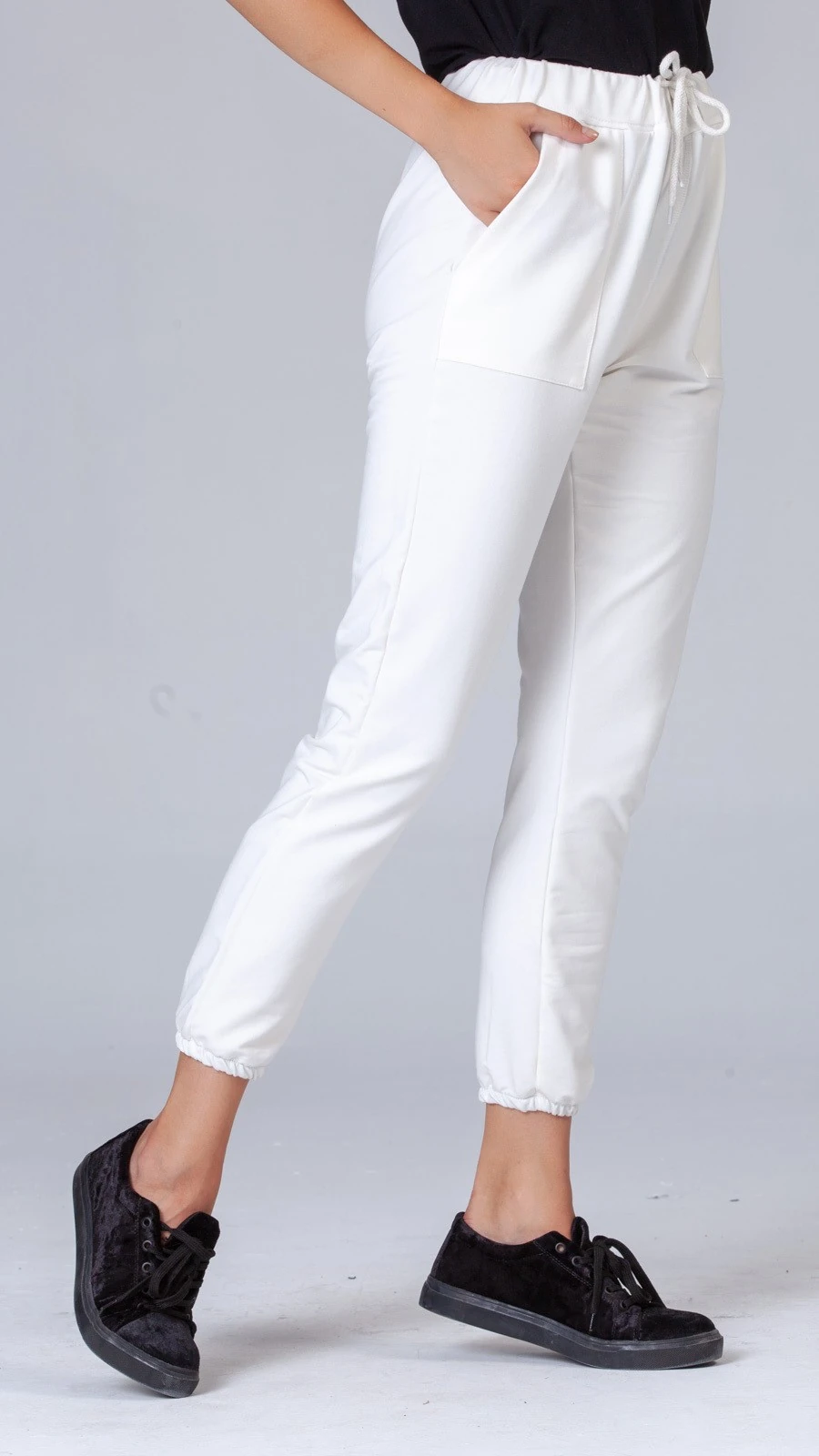 Lastik Paça Eşofman Altı - Beyaz