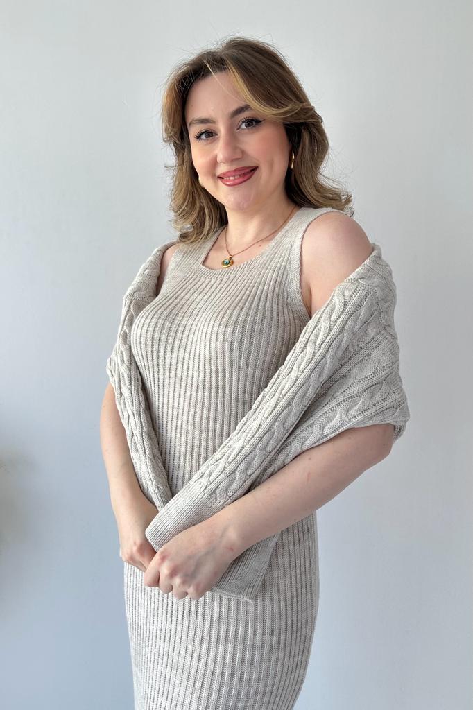 Saç Örgü Kazak Elbise Triko Takım