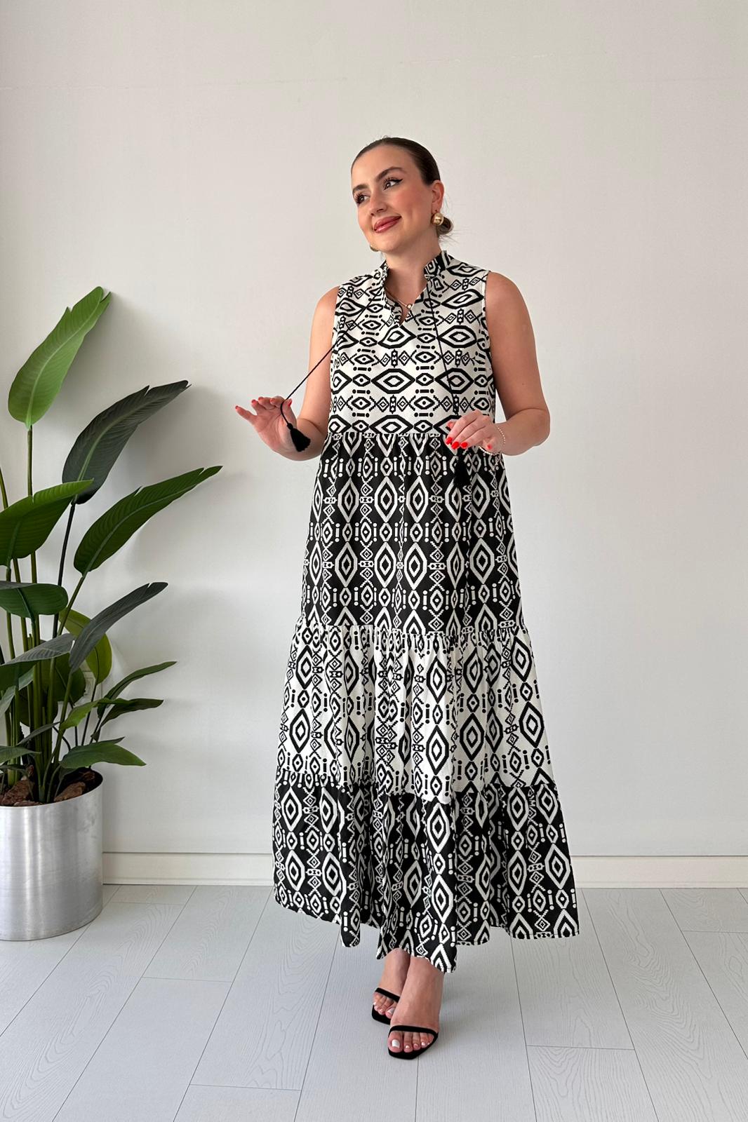 Püskül İpli Poplin Elbise