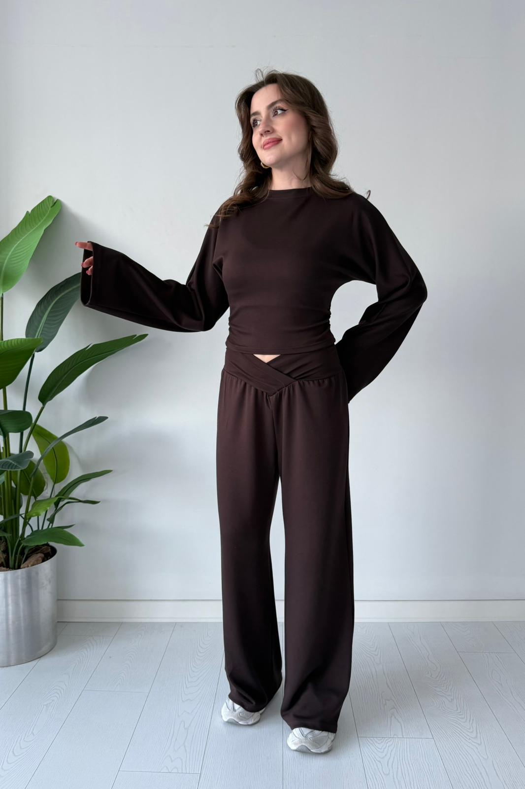 V Korseli İkili Takım - Kahve