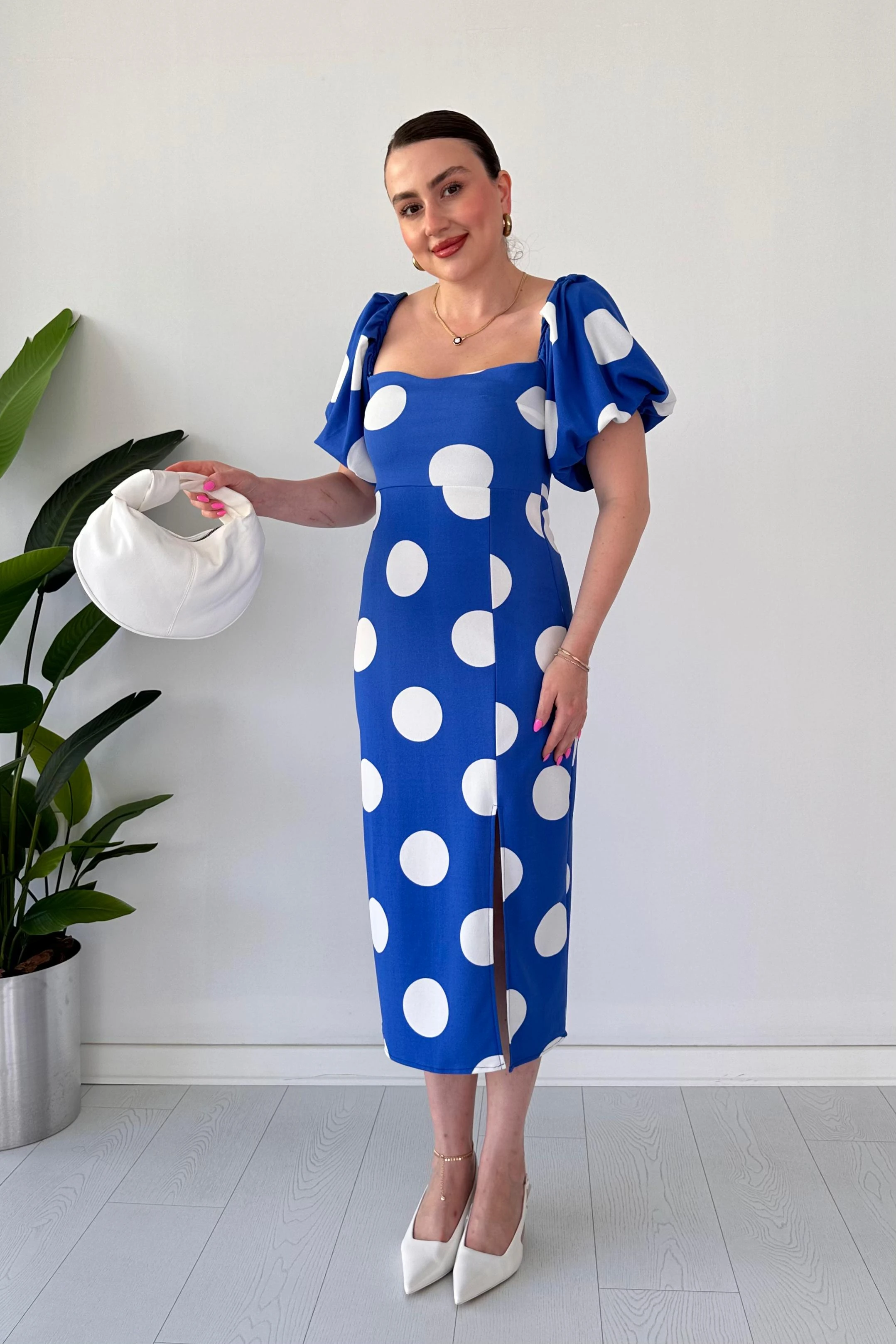 İri Puan Krep Elbise