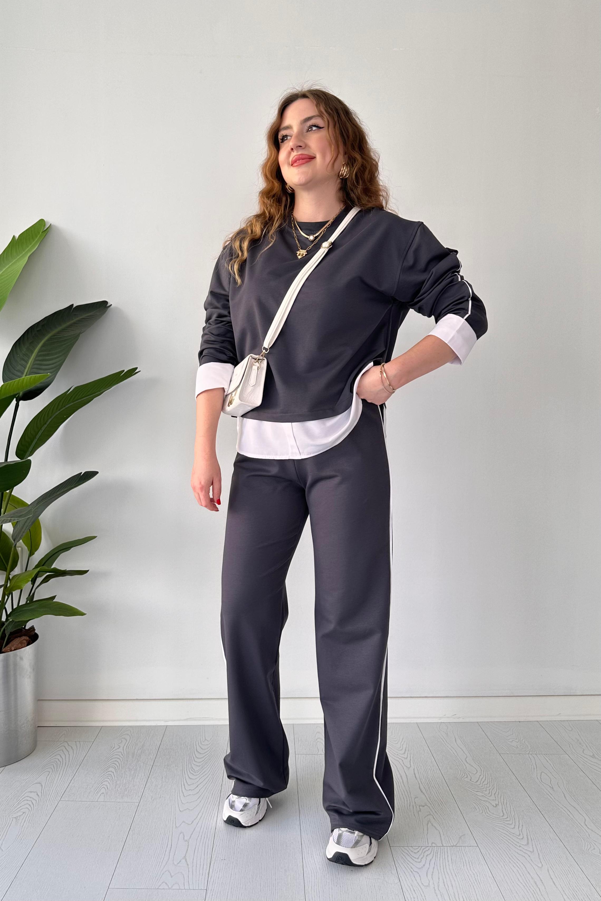 Gömlek Detay Polarsız Eşofman Takımı