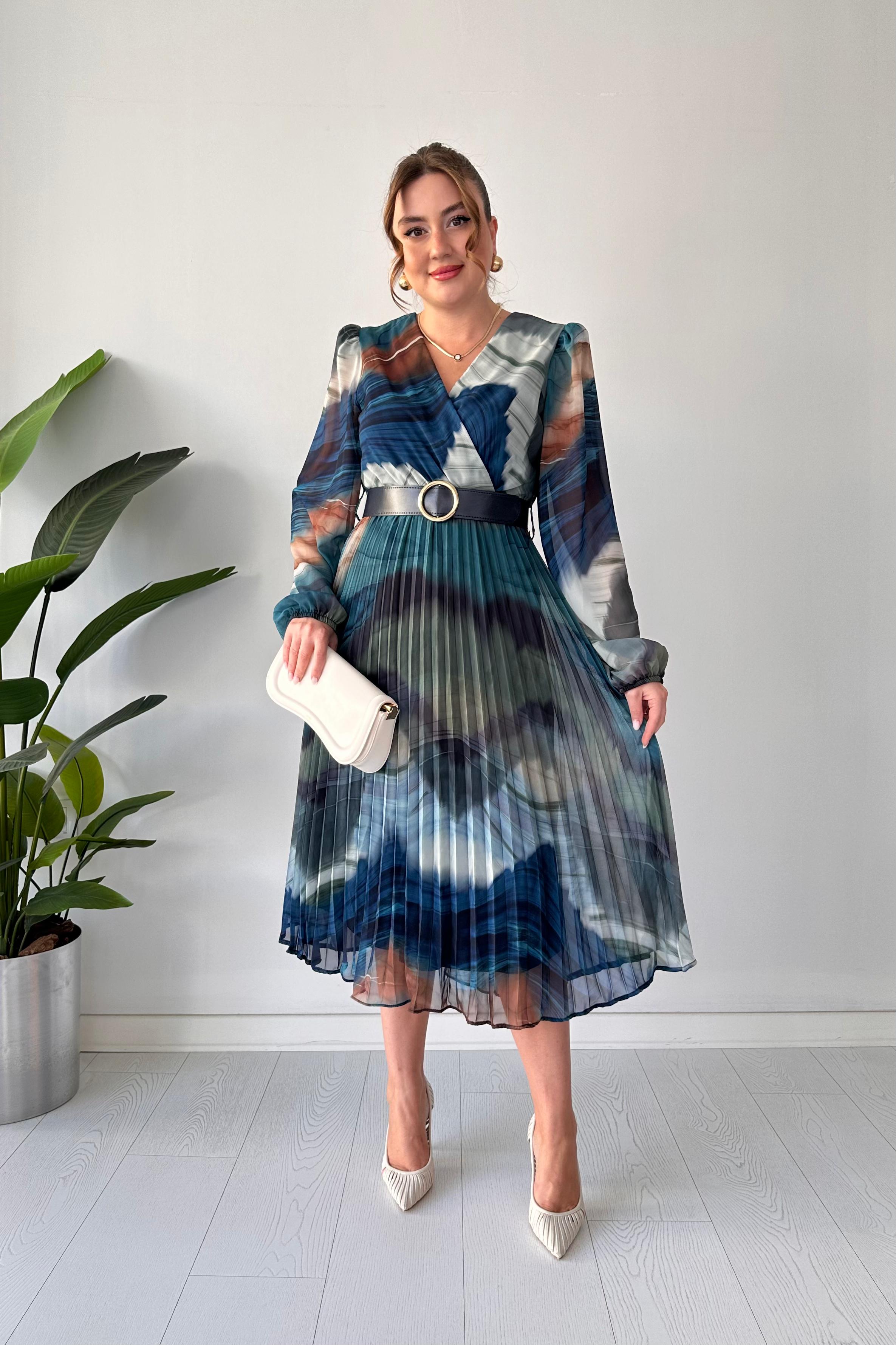 Ebruli Şifon Elbise